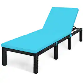 Costway - Patio Rattan Lounge Chair Height Adjustable - Turquoise