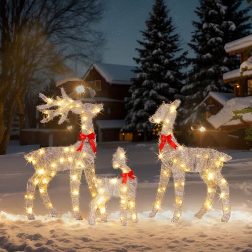 Alt View 8. Winado - 3 PCS Christmas Reindeer Family 2D for Indoor / Outdoor Holiday Decorations - White.