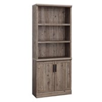 Sauder - Aspen Post 5-Shelf Library Bookcase w/ Doors - Pebble Pine - Front_Zoom