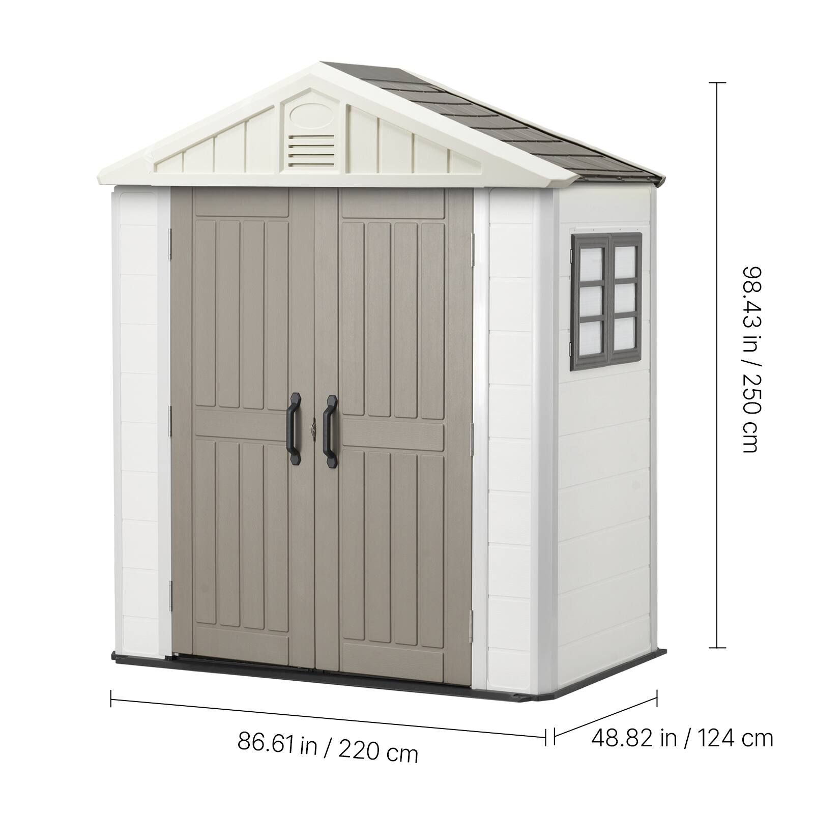 98.43 in / 250 cm  
86.61 in / 220 cm  
48.82 in / 124 cm