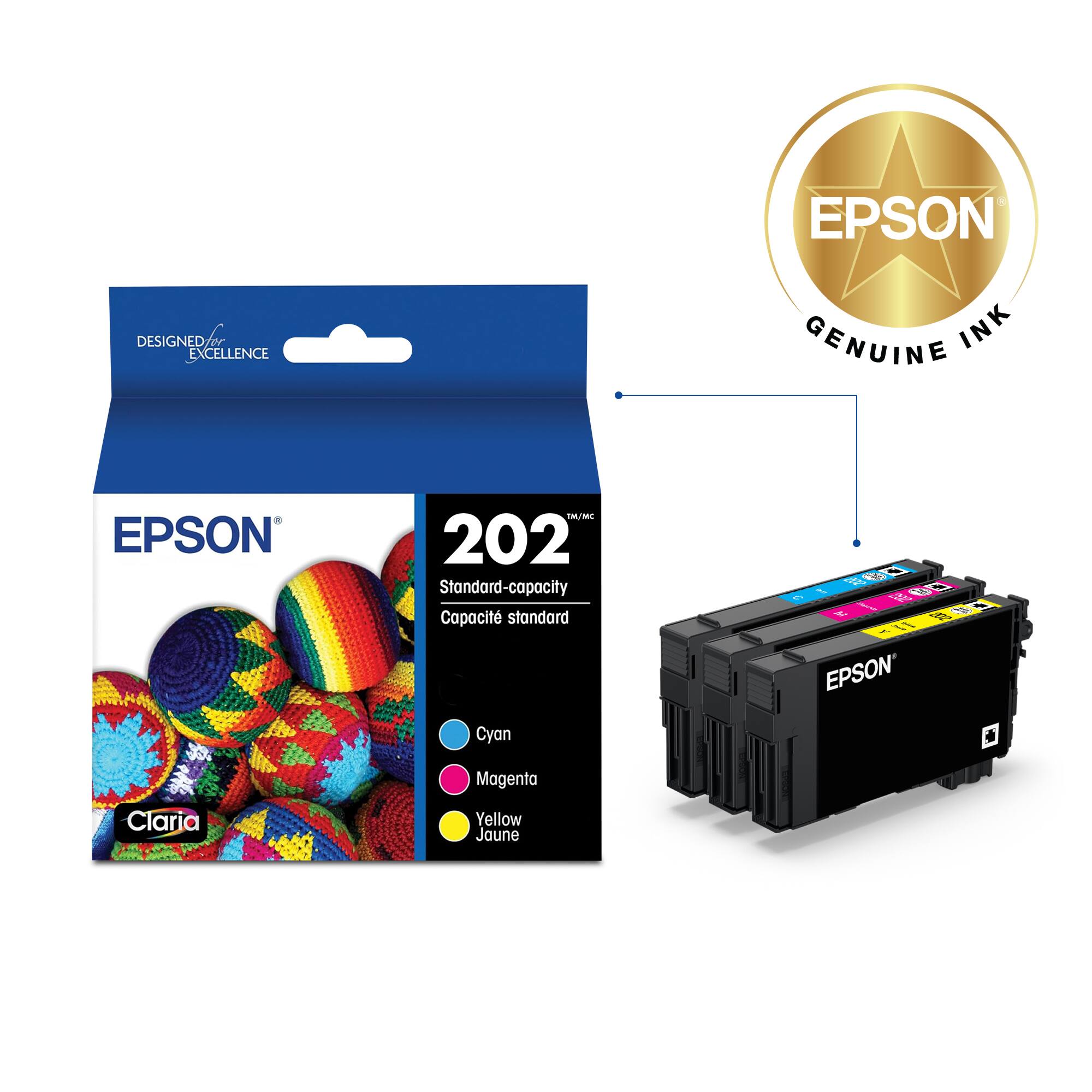 EPSON GENUINE INK 202 STANDARD-CAPACITY CARTRIDGES - 60ml Cyan, Magenta, Yellow, Black, Light Cyan, Light Magenta, Violet.
