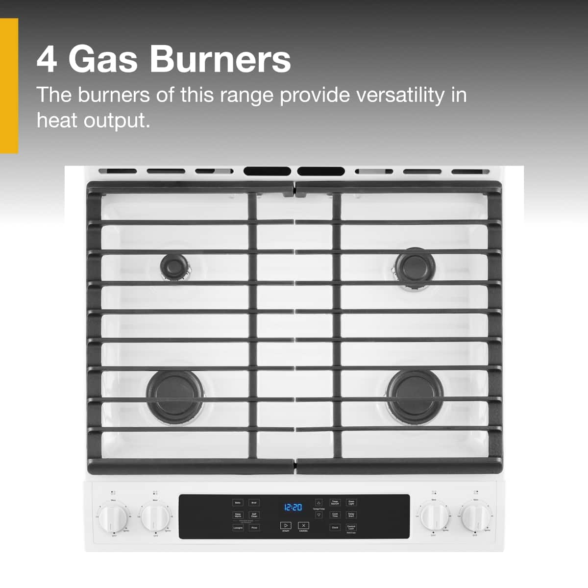 4 Gas Burners
The burners of this range provide versatility in heat output.