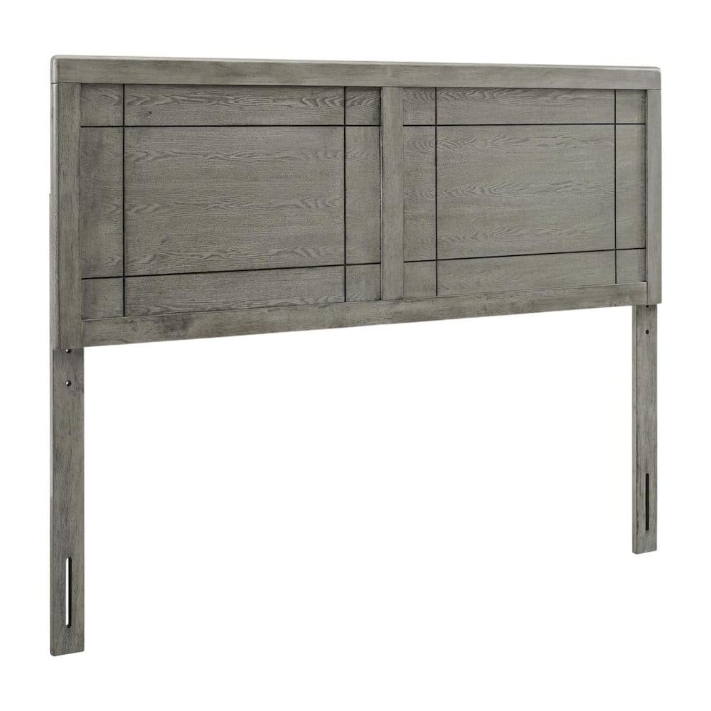 FurniFact - Wood Full Headboard with Classic Design for Comfortable Bedroom Upgrade - Gray