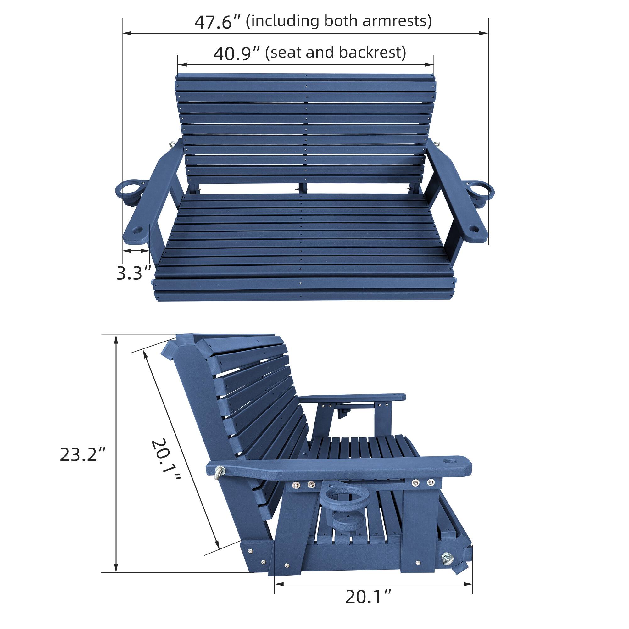 47.6" (including both armrests)  
40.9" (seat and backrest)  
3.3"  
23.2"  
20.1" - 20.1"