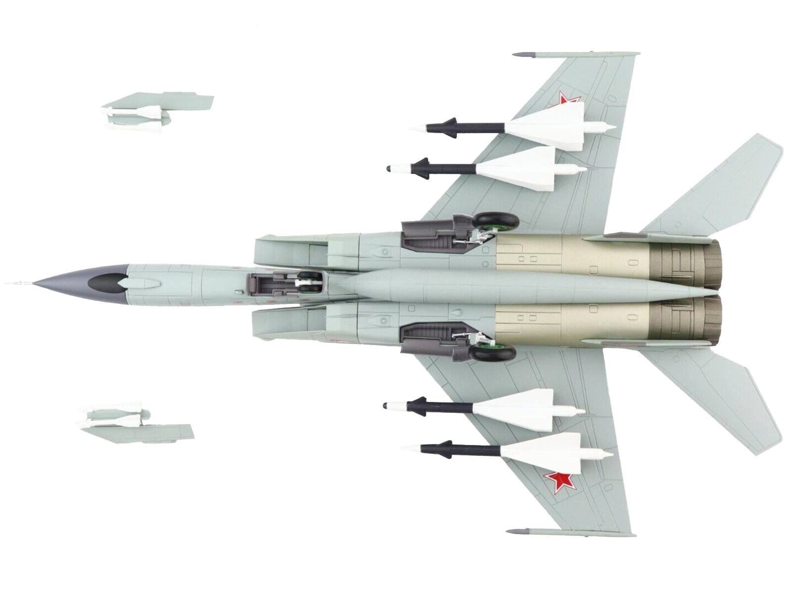 Alt View 1. Hobby Master - Mikoyan-Gurevich MiG-25PDS "146th Guards Fighter Aviation Reg 50th Anniversary of October" 1990 Soviet Air Force 1/72 - Light Green.