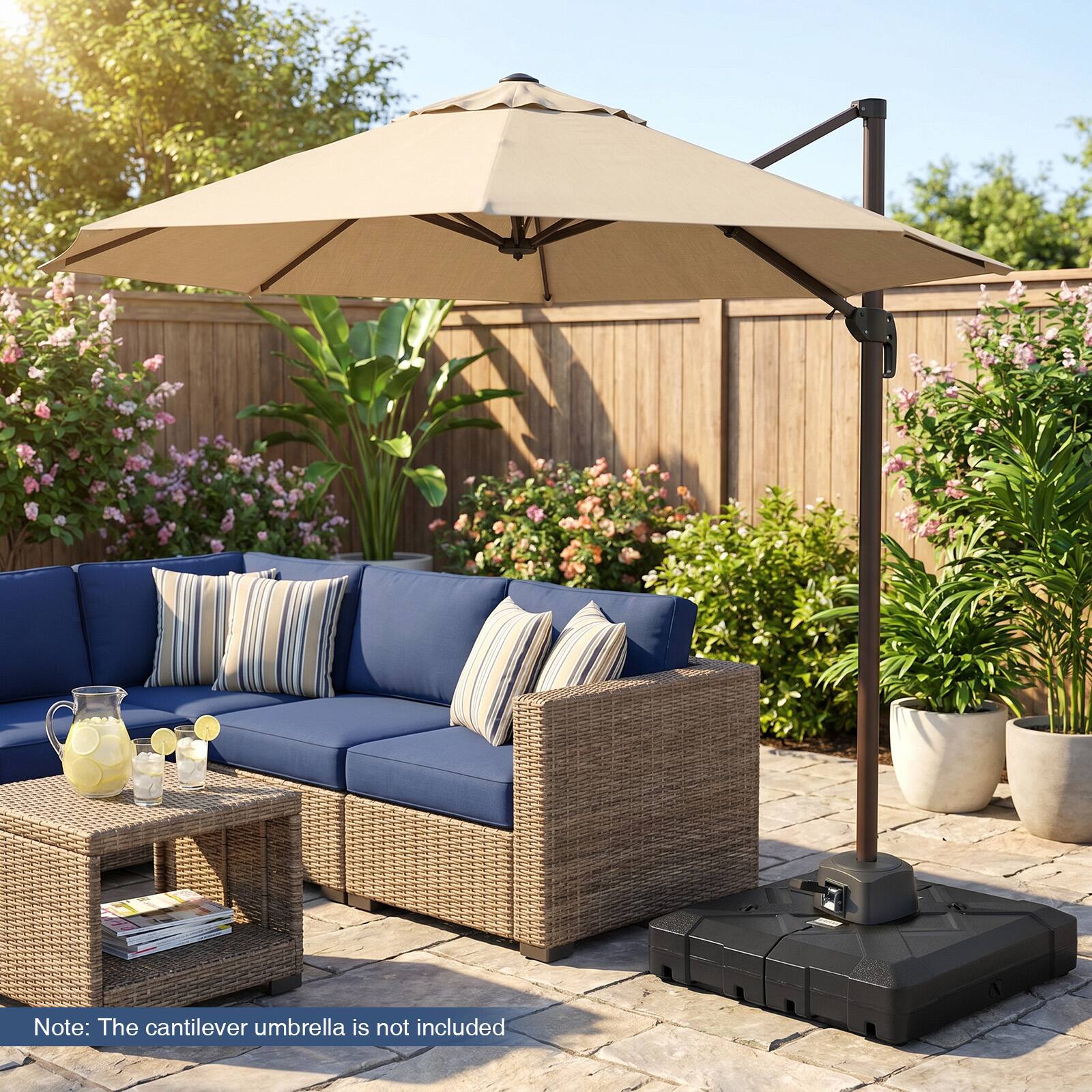 Note: The cantilever umbrella is not included