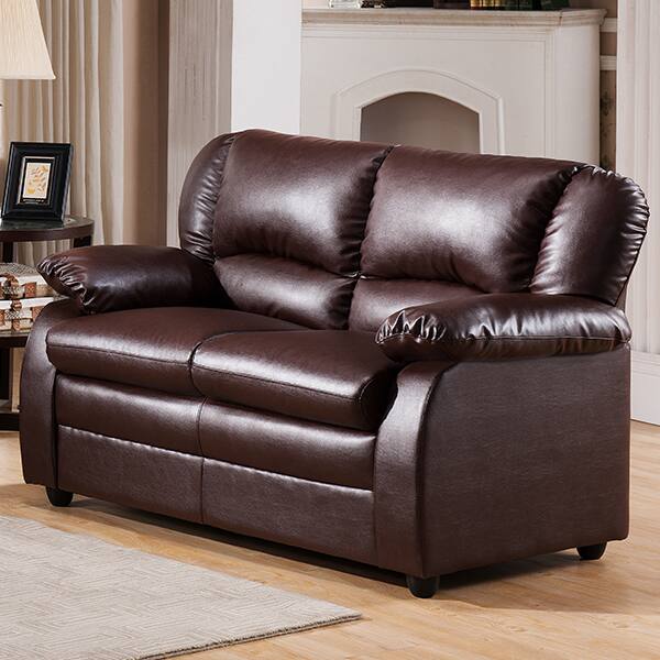 Front. Kings Brand Furniture - Kings Brand Furniture Abanda Leather Loveseat, Brown - Brown.