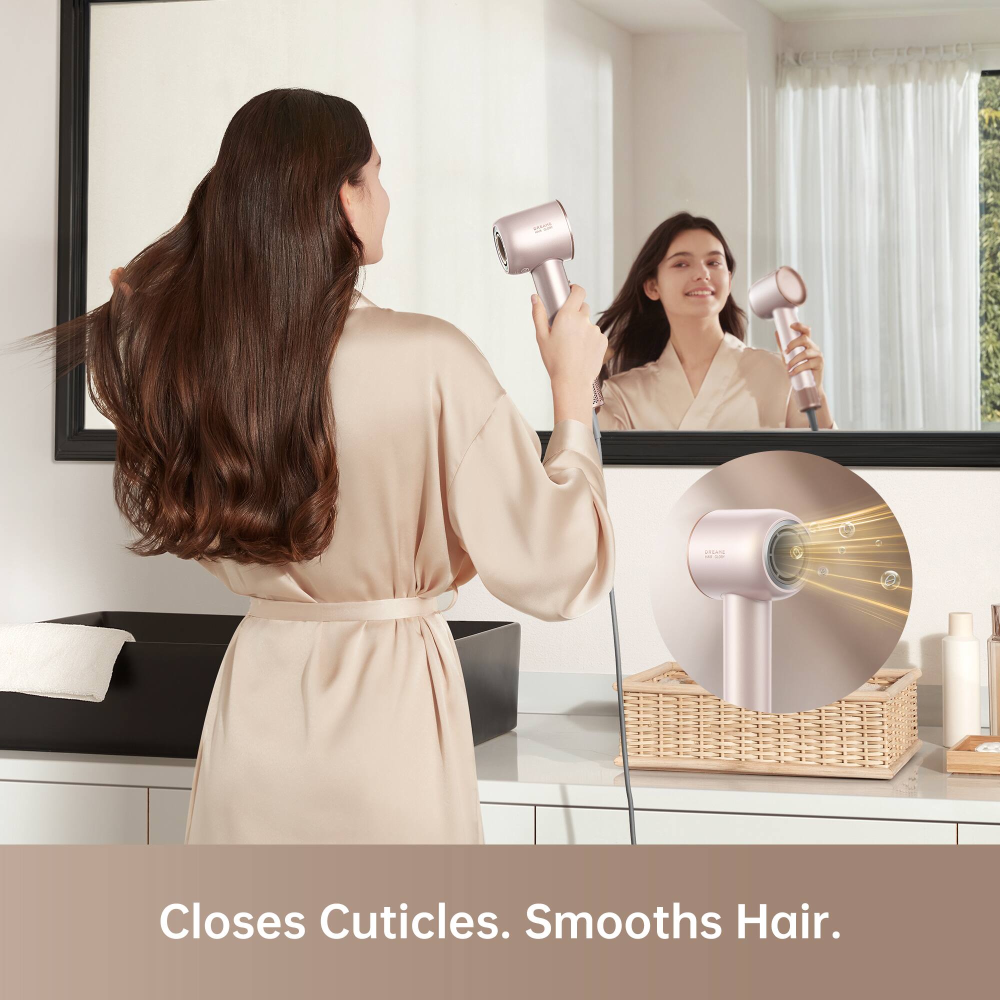 Closes Cuticles. Smooths Hair.