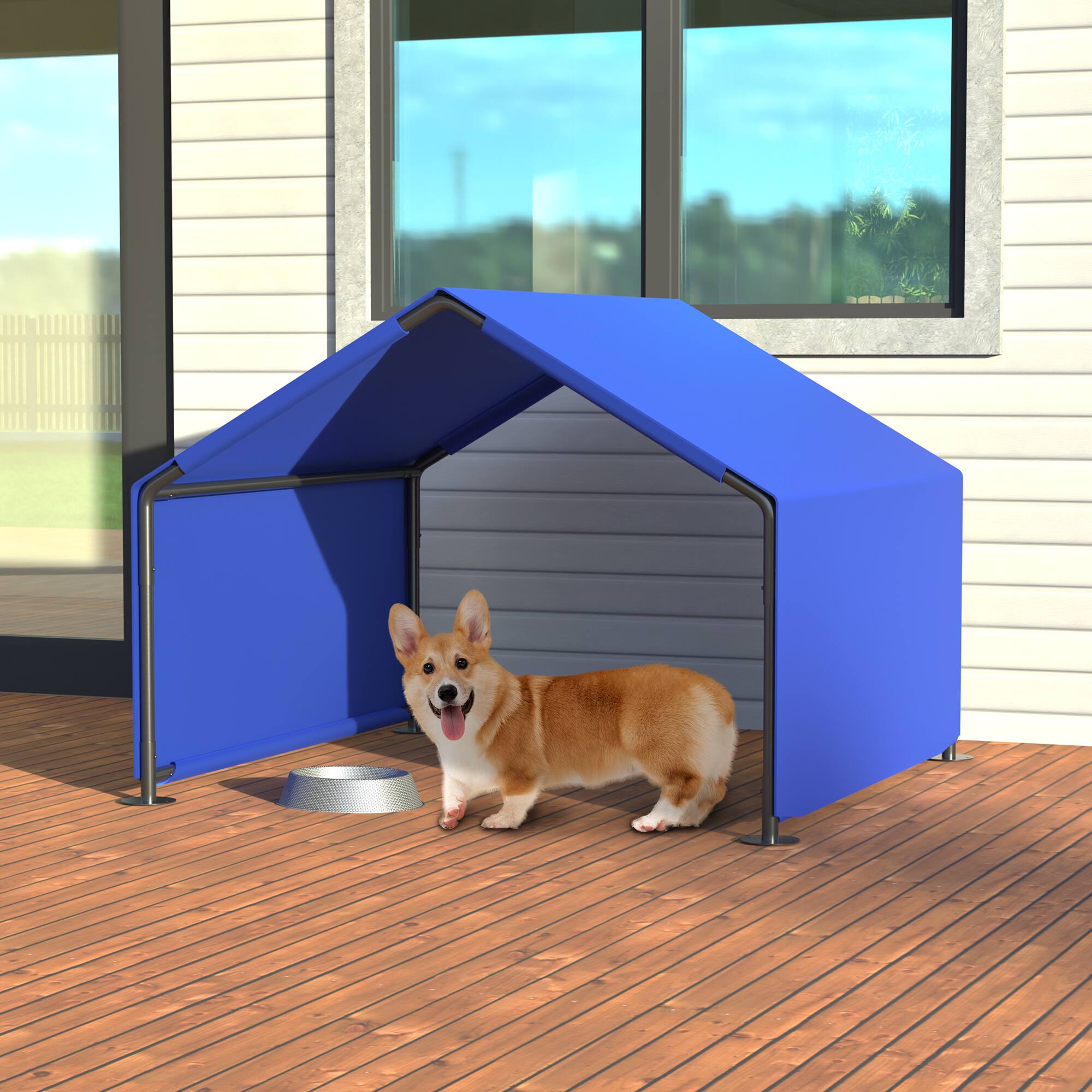Left. Siljoy - Blue Waterproof Dog Shade Shelter, Portable Outdoor Pet Tent for Small/Medium Dogs & Animals.