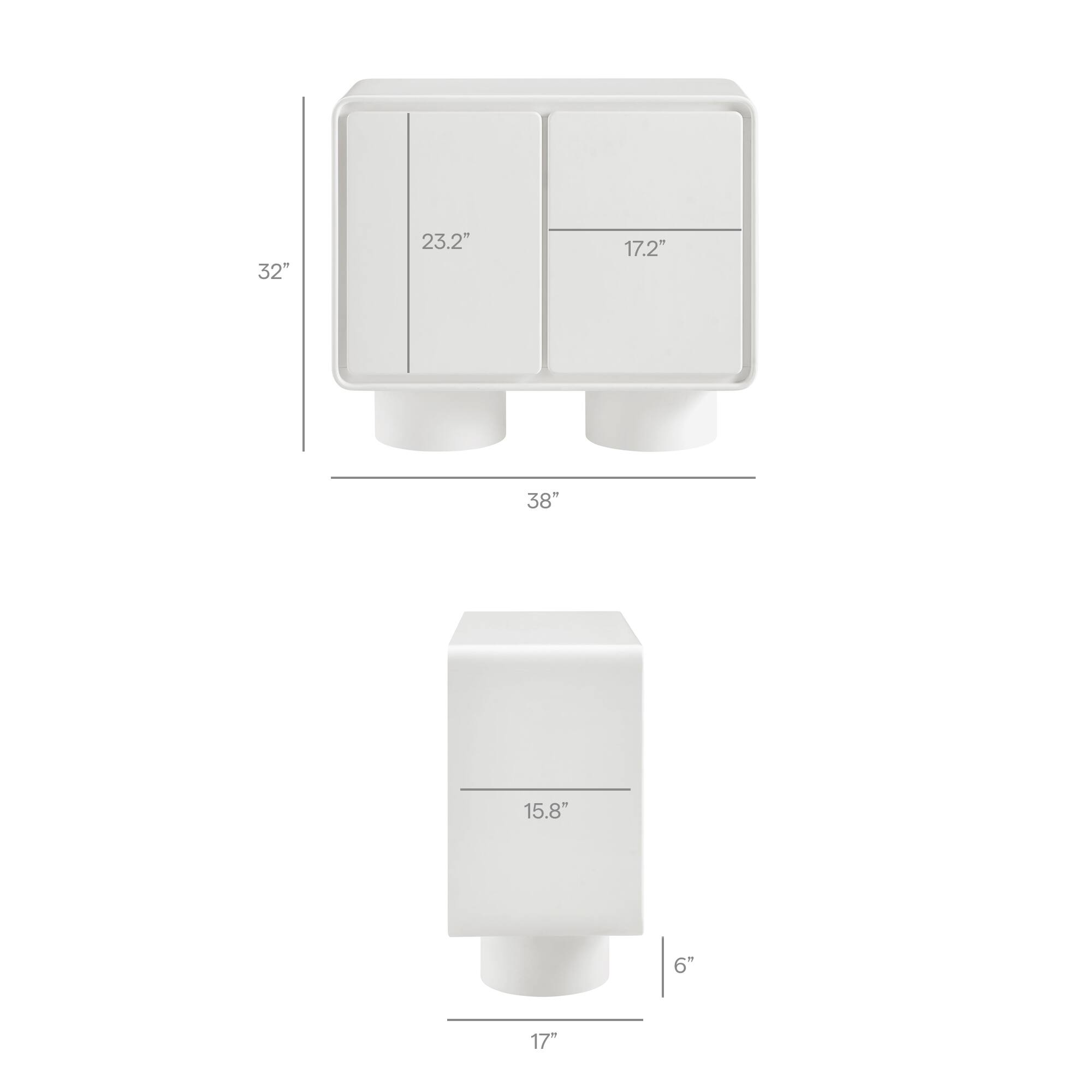 32" x 23.2" x 17.2"  
38"  
15.8" x 6" x 17"