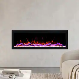 Ihomeadore - 50" Smart Electric Fireplace,1500W Wall Mounted Recessed Insert with 13 Flame Colors Voice Remote Control and Timer - Black