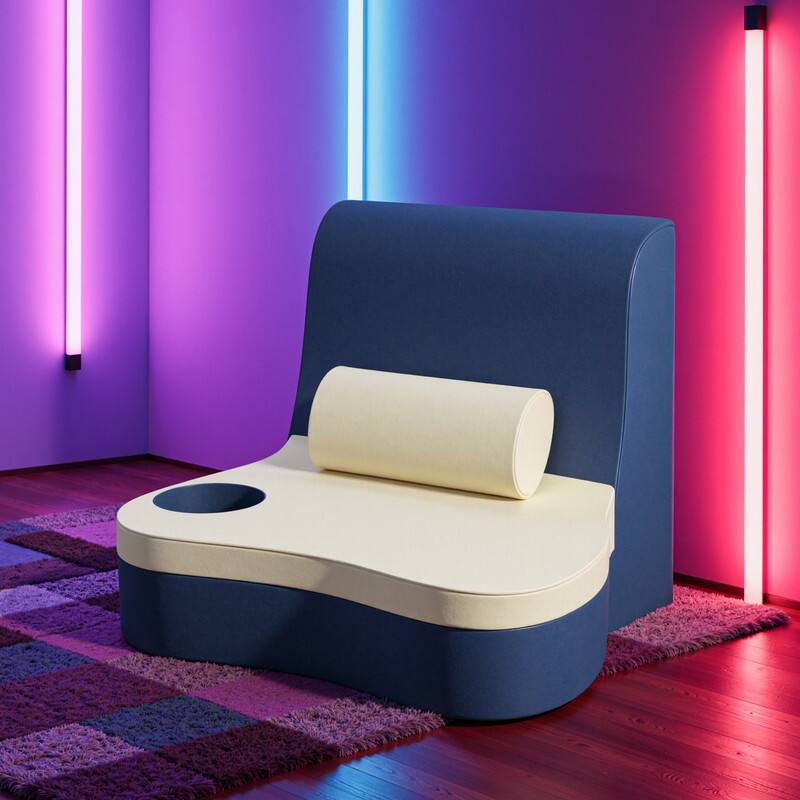 Front. wowmax - Blue Armless Gaming Sofa Chair - Oxford Fabric, Detachable Back Cushion for Relaxation & Multi-Seating - Blue.