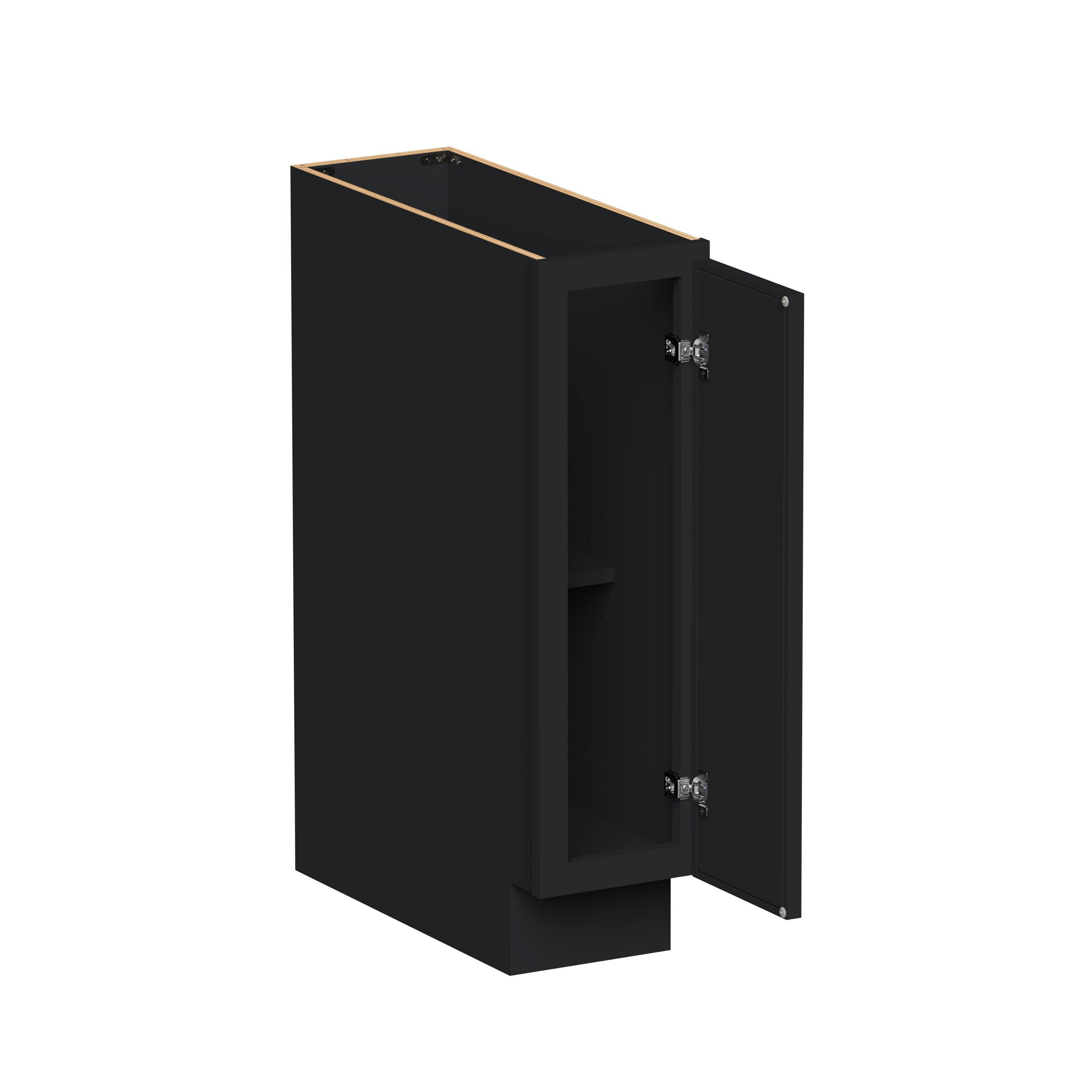 Angle. Boyel Living - 9-in W x 34.5-in H x 24-in D Shaker RTA Kitchen Full Height Door Base Cabinet with Soft-Close - Black.