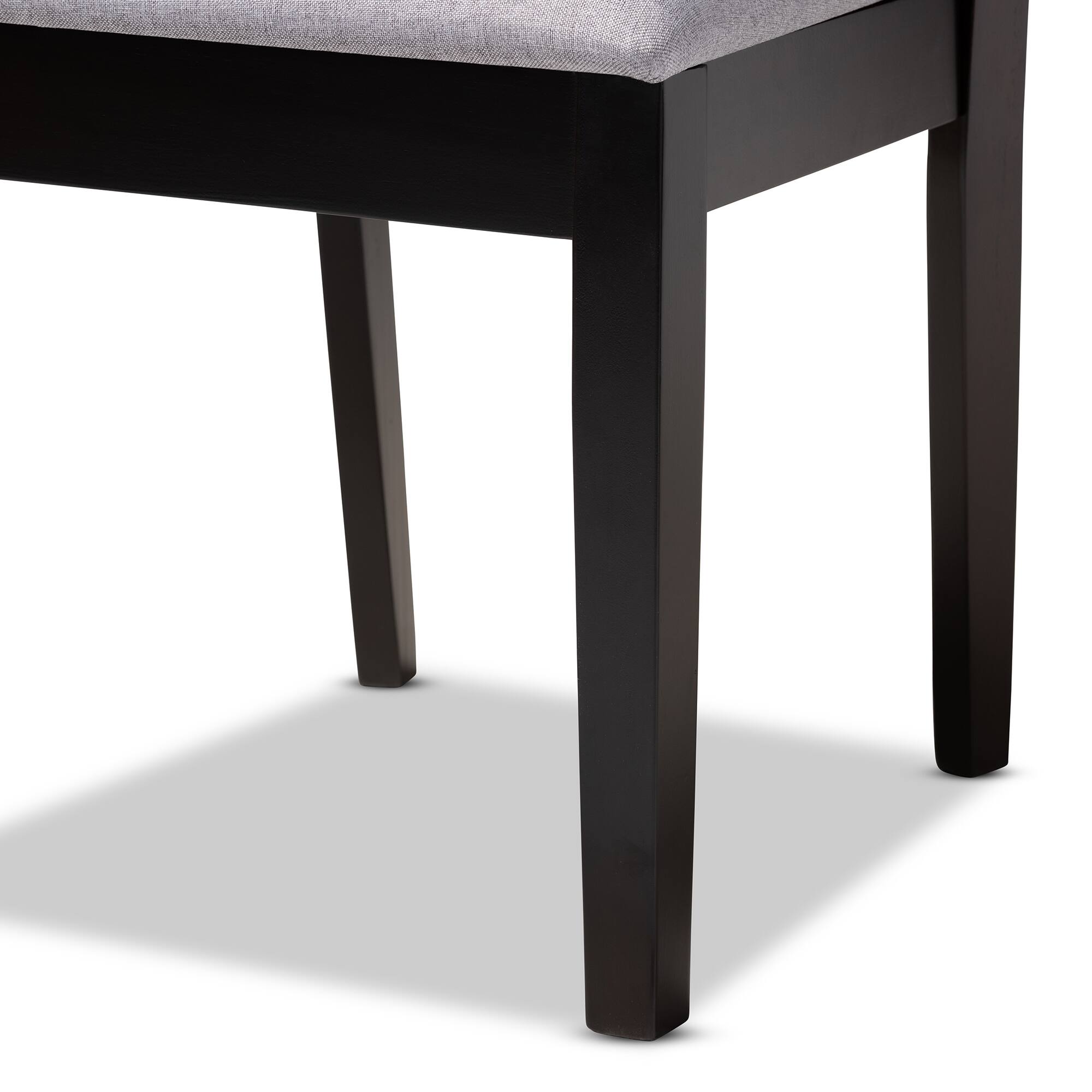 Back. Baxton Studio - Lenoir Modern and Contemporary Fabric Upholstered Espresso Finished Wood Dining Chair - Gray/Espresso.