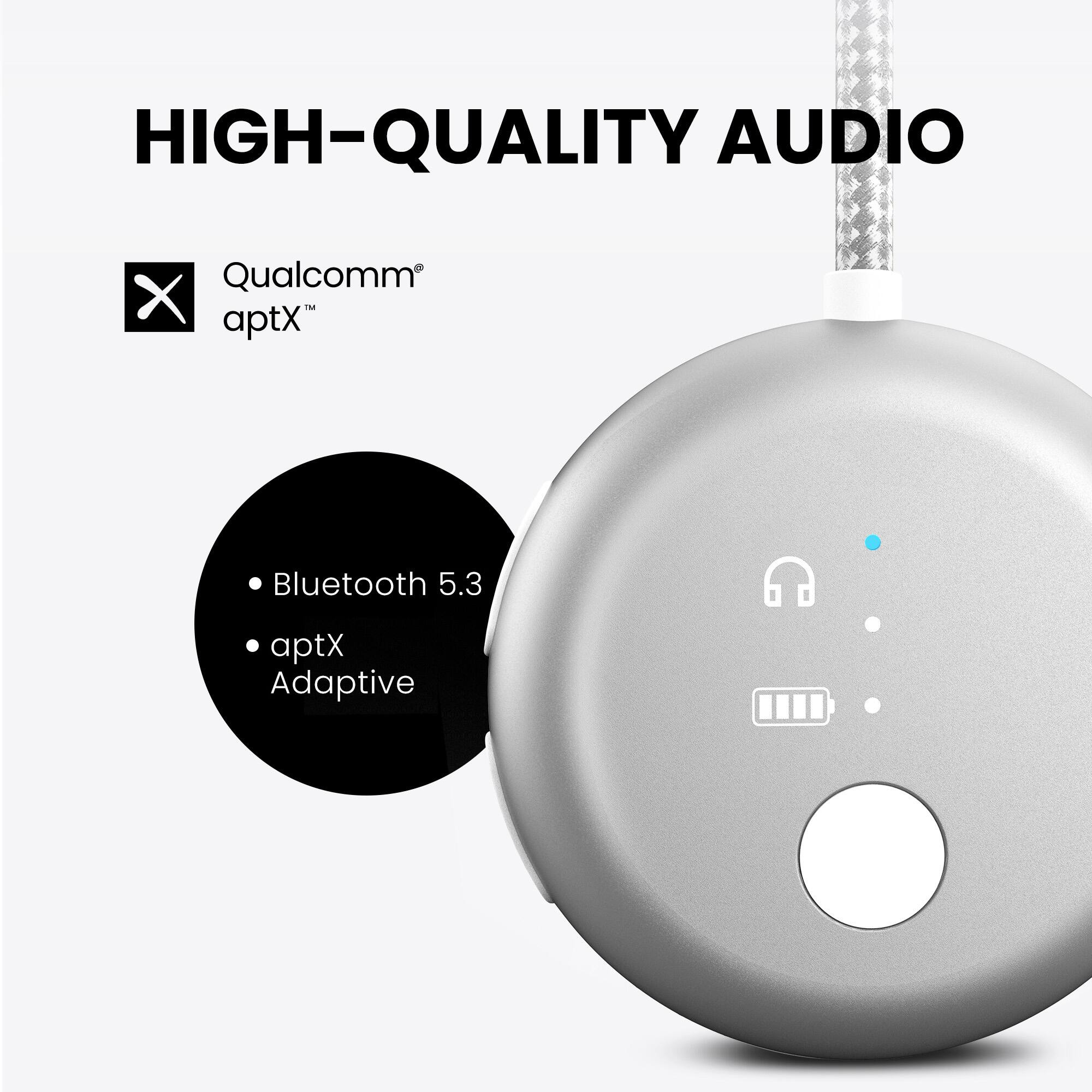 Back. Avantree - SoundJet R1 – 25Hr Airplane Bluetooth Adapter for All AirPods (Pro/Max).