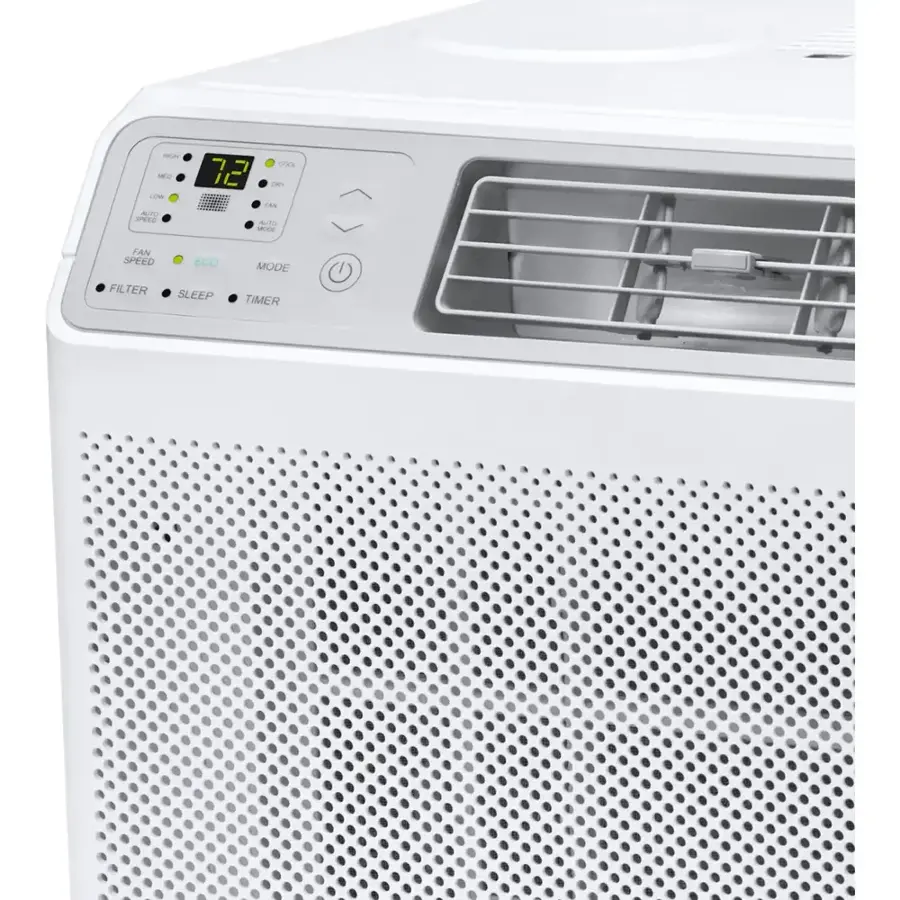 The text on the image reads: "MEO LOW AUTO iEEC CO 71°F FAN AUTO MODE FAN SPEED ECO MODE FIL FILTER SLEEP TIMER."