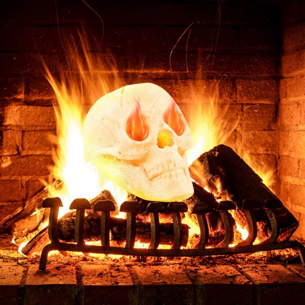 Alt View 8. Boyel Living - White Spooky Skull Fire Pit Decor for Halloween - White.