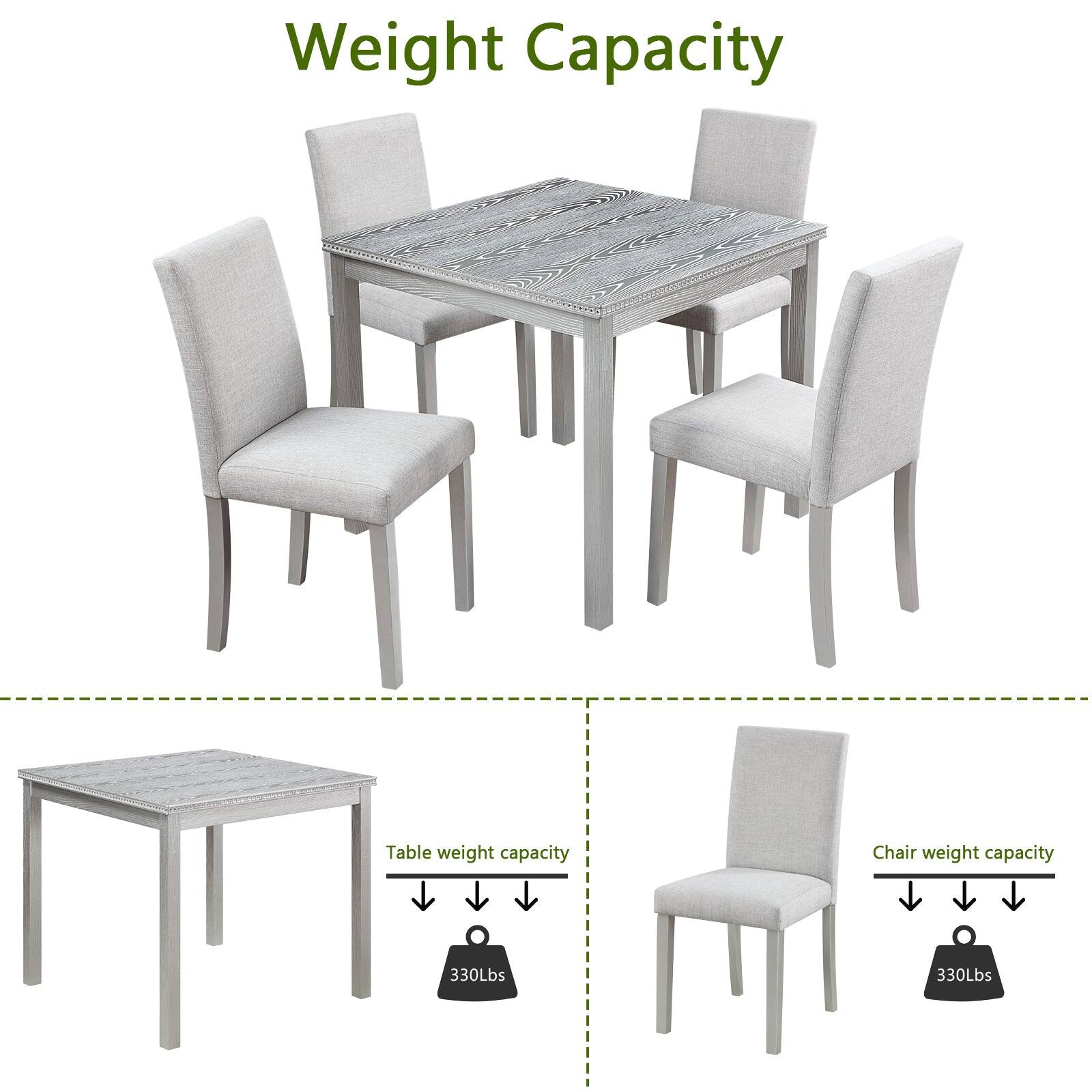 Weight Capacity

Table weight capacity: 330Lbs

Chair weight capacity: 330Lbs