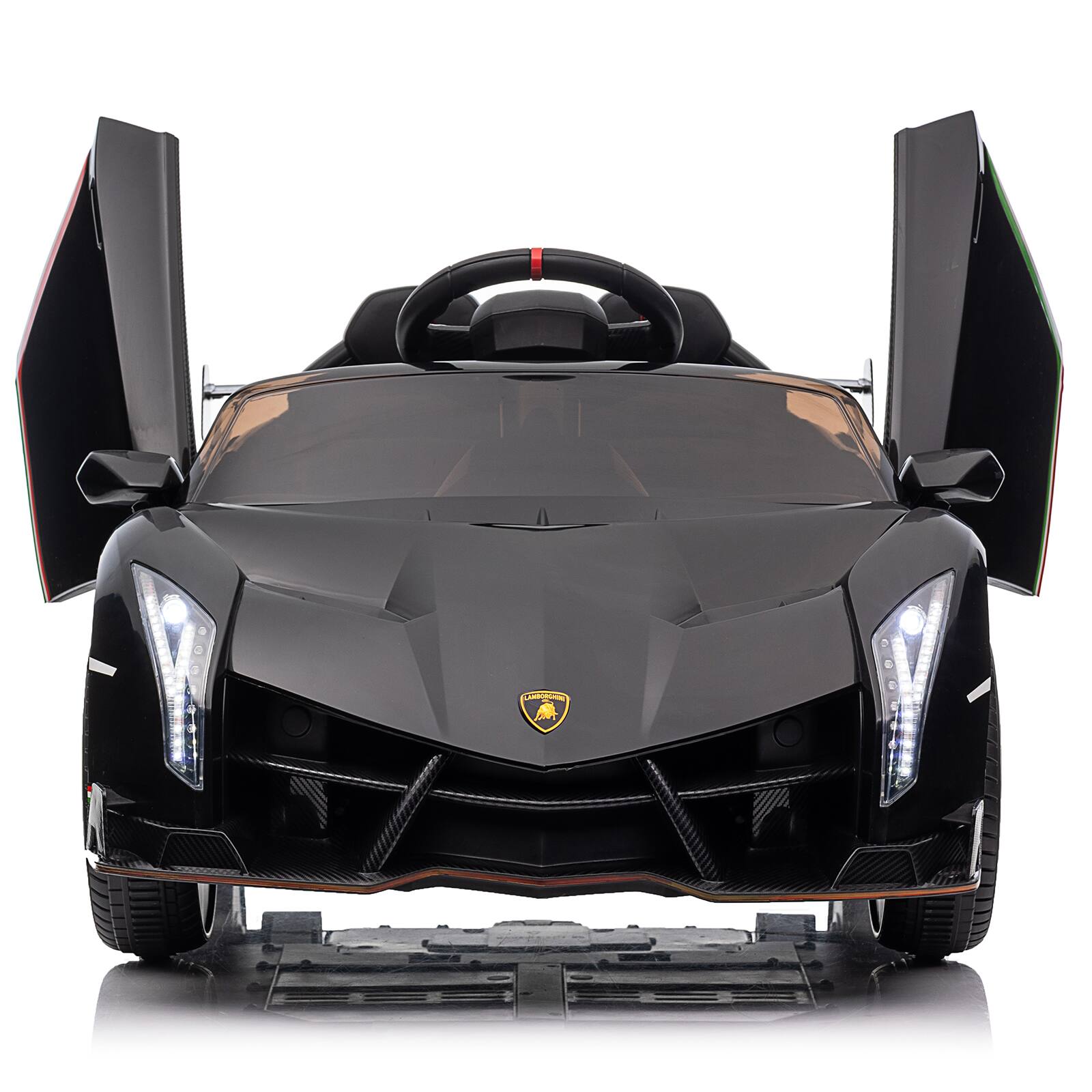 Back. Winado - 12V Ride on Car, Electric Vehicle Licensed Lamborghini Veneno for Kids, Battery Powered Car Toy w/Parent Control, LED - Black.