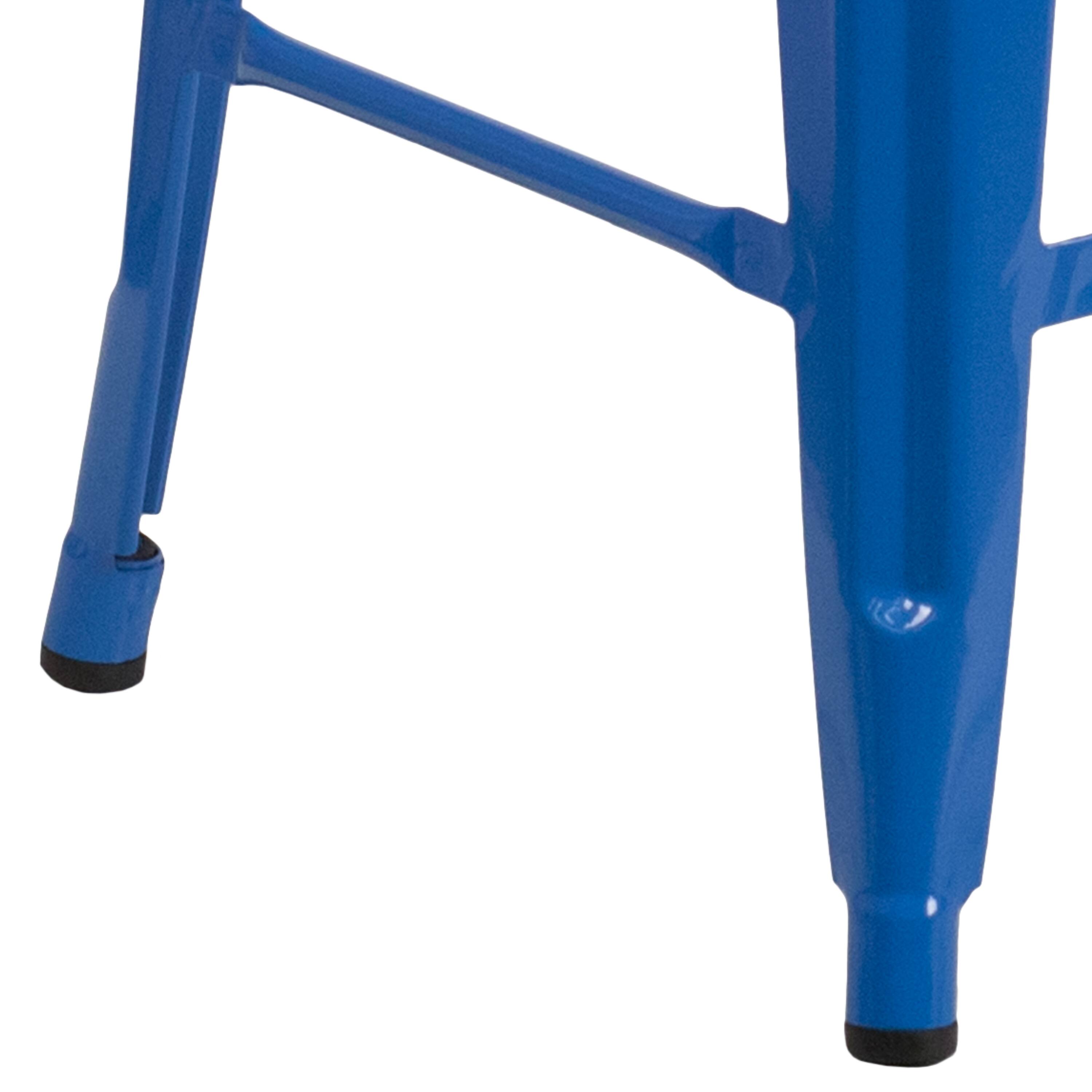 Alt View 7. Emma + Oliver - 24"H Backless Metal Counter Height Stool with Wood Seat - Blue.
