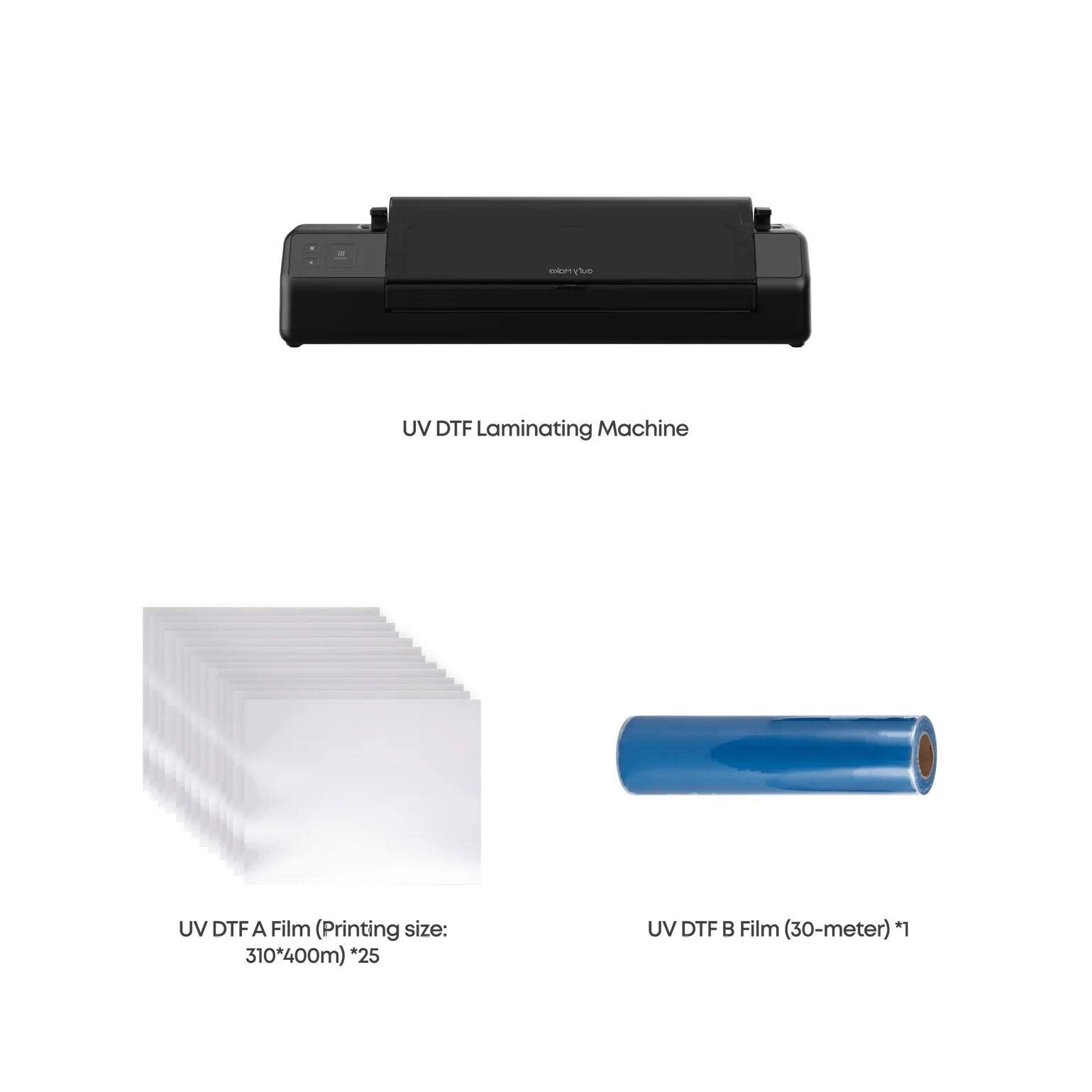 UV DTF Laminating Machine

UV DTF A Film (Printing size: 310*400m) *25

UV DTF B Film (30-meter) *1