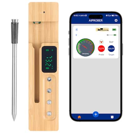 16:52 | 4.6K/s
76%
AIPROBER
Beef
72.7°F
154.4°F
Remaining
Probe
Target