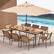 Alt View 1. Costway - 79" Outdoor Dining Table for 8 Acacia Wood Patio Table with 1.9" Umbrella Hole - Natural + Black.