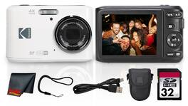Kodak - PIXPRO FZ45 Digital Camera (White) (FZ45WH) + 32GB Card + Camera Case + Cleaning Cloth