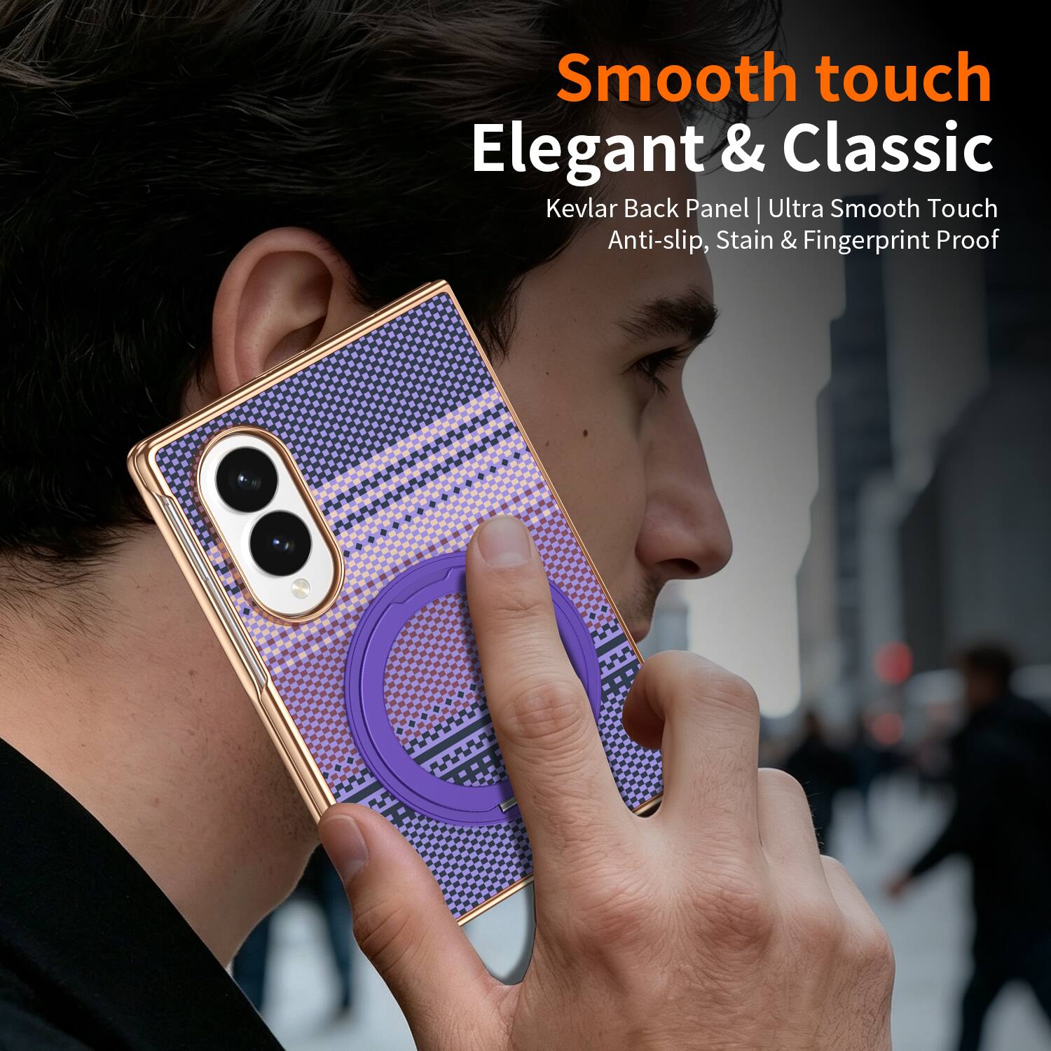 Smooth touch Elegant & Classic Kevlar Back Panel | Ultra Smooth Touch Anti-slip, Stain & Fingerprint Proof