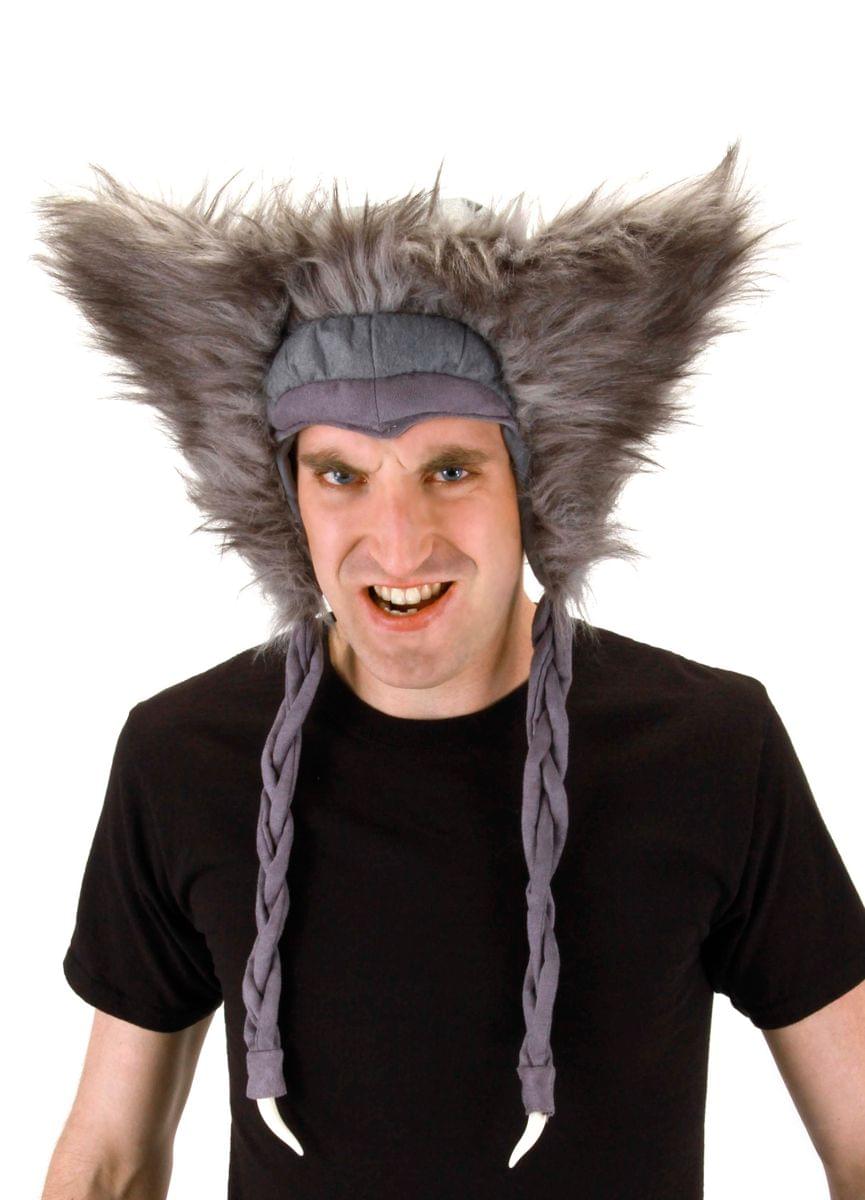 Front. Elope - Oz The Great Deluxe Flying Baboon Laplander Hat Adult One Size - Gray.