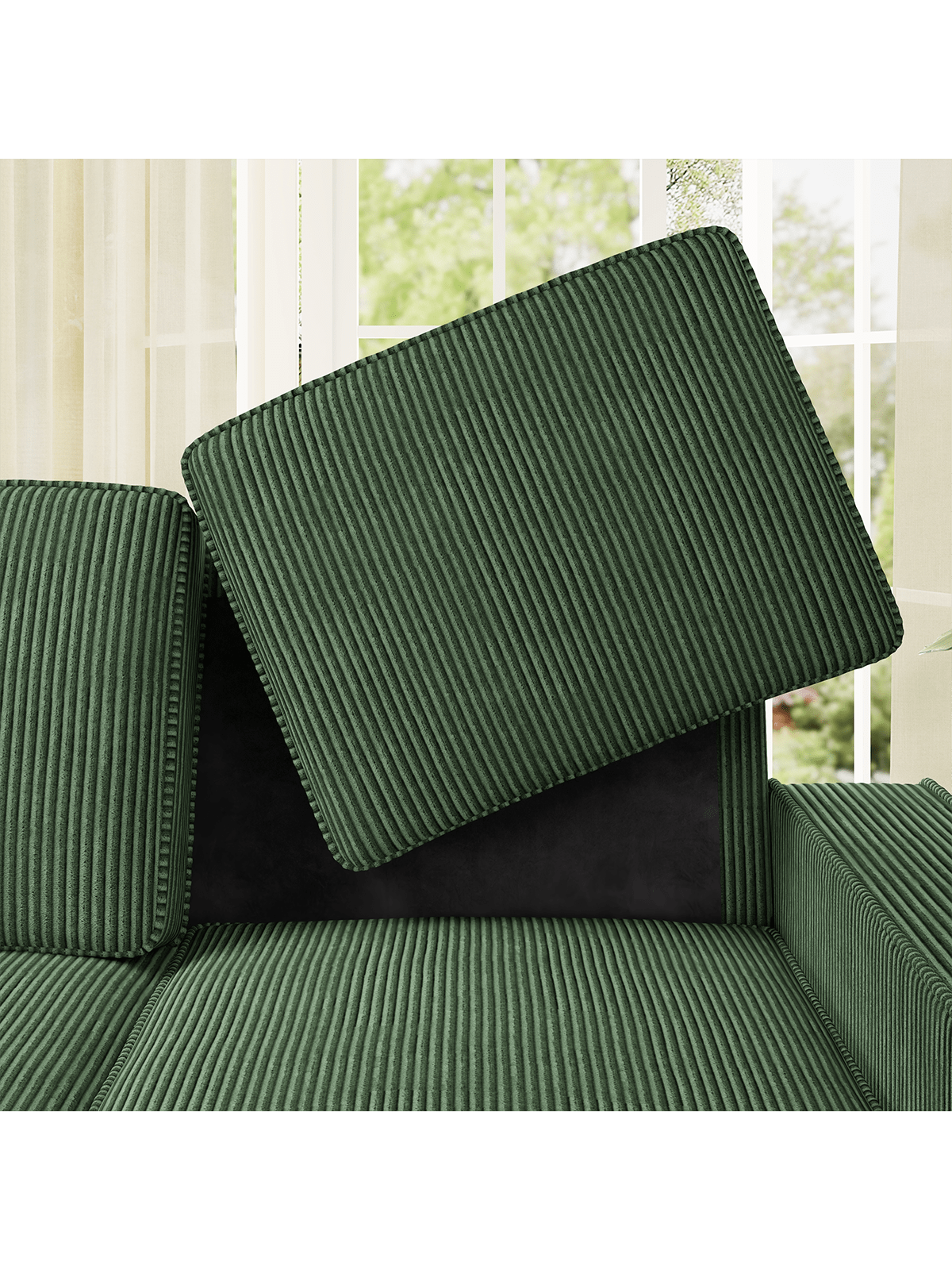 Alt View 1. Trinkets Crazed - 83.5 Inch Oversized 3 Seater Couch,Upholstered Corduroy Love Seat Sofa for Living Room,Modern Deep Seat Loveseat Sofa - Green.