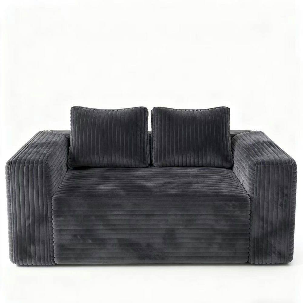 Left. Kadyn - 2-Seater Cloud Loveseat Sofa in a Box, Corduroy Memory Foam, No Assembly, Gray - Gray.