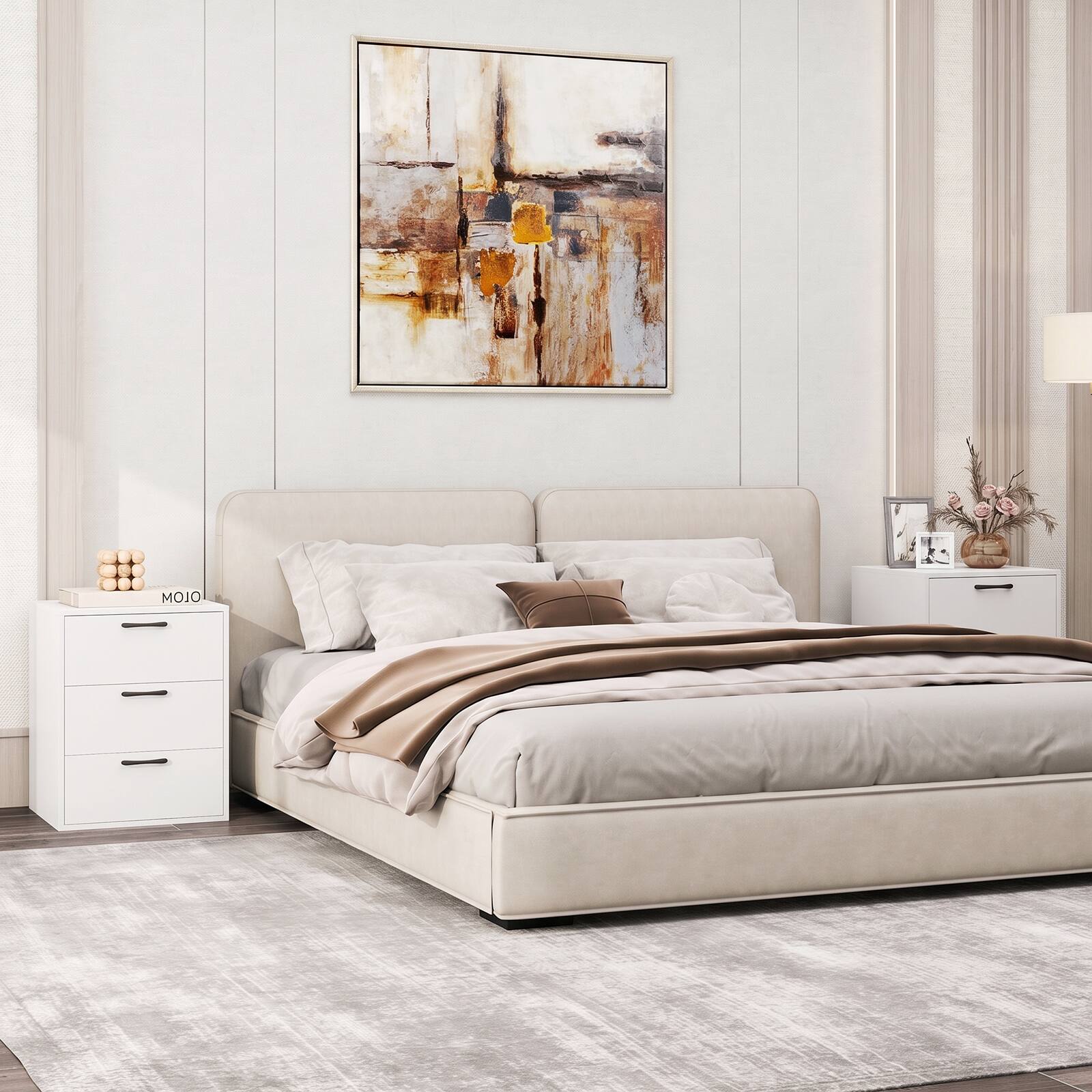 Alt View 6. Costway - Costway 3 Drawer Dresser Chest of Drawer Storage Cabinet with Wide Storage Space Organizer - White.