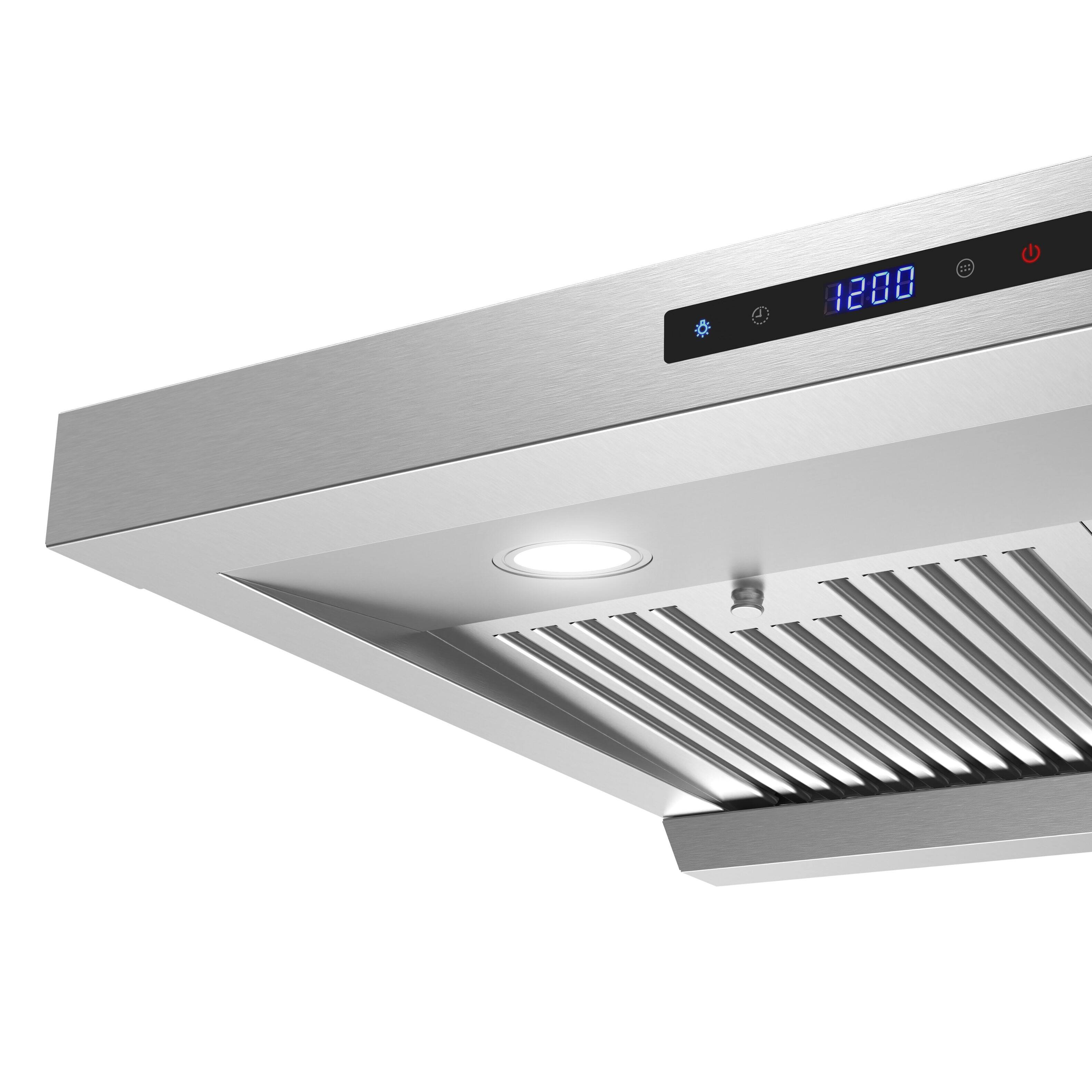 Alt View 6. Streamline - 30 in. Andrano Ducted Undermount 406 CFM Range Hood, Baffle Filters, Touchpad Control, LED Lights - Brushed Stainless Steel.