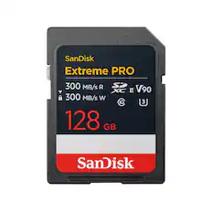 SanDisk Extreme PRO
300 MB/s R SD XC II V90
300 MB/s W
128 GB
SanDisk