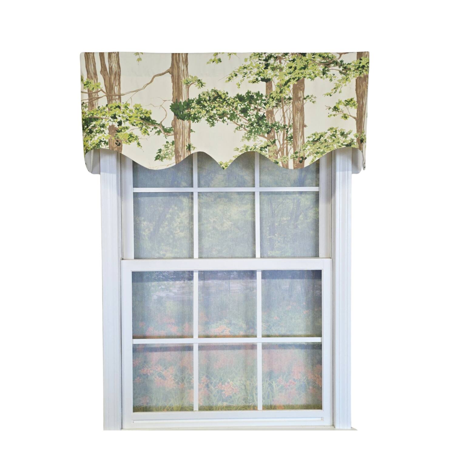 Front. RLF Home - RLF Home 100% Cotton Canopy Regal  Fully lined Windows Rod Pocket Valance 50" x 17"  Ivory - Ivory.