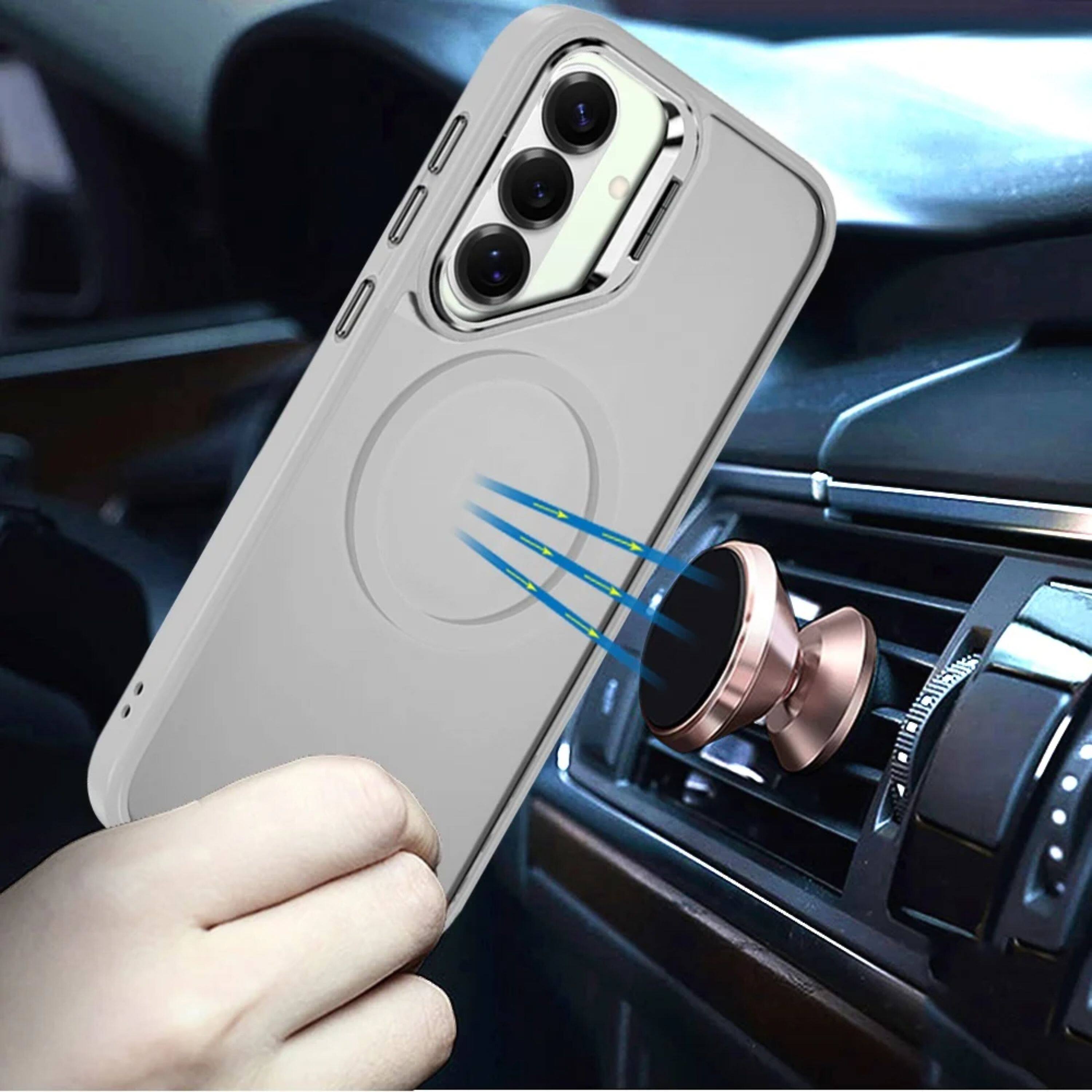 Angle. Kitcheniva - Magnetic Circle Camera Lens Stand Phone Case With Tempered Glass For Samsung Galaxy S26+ Plus Clear - Clear.
