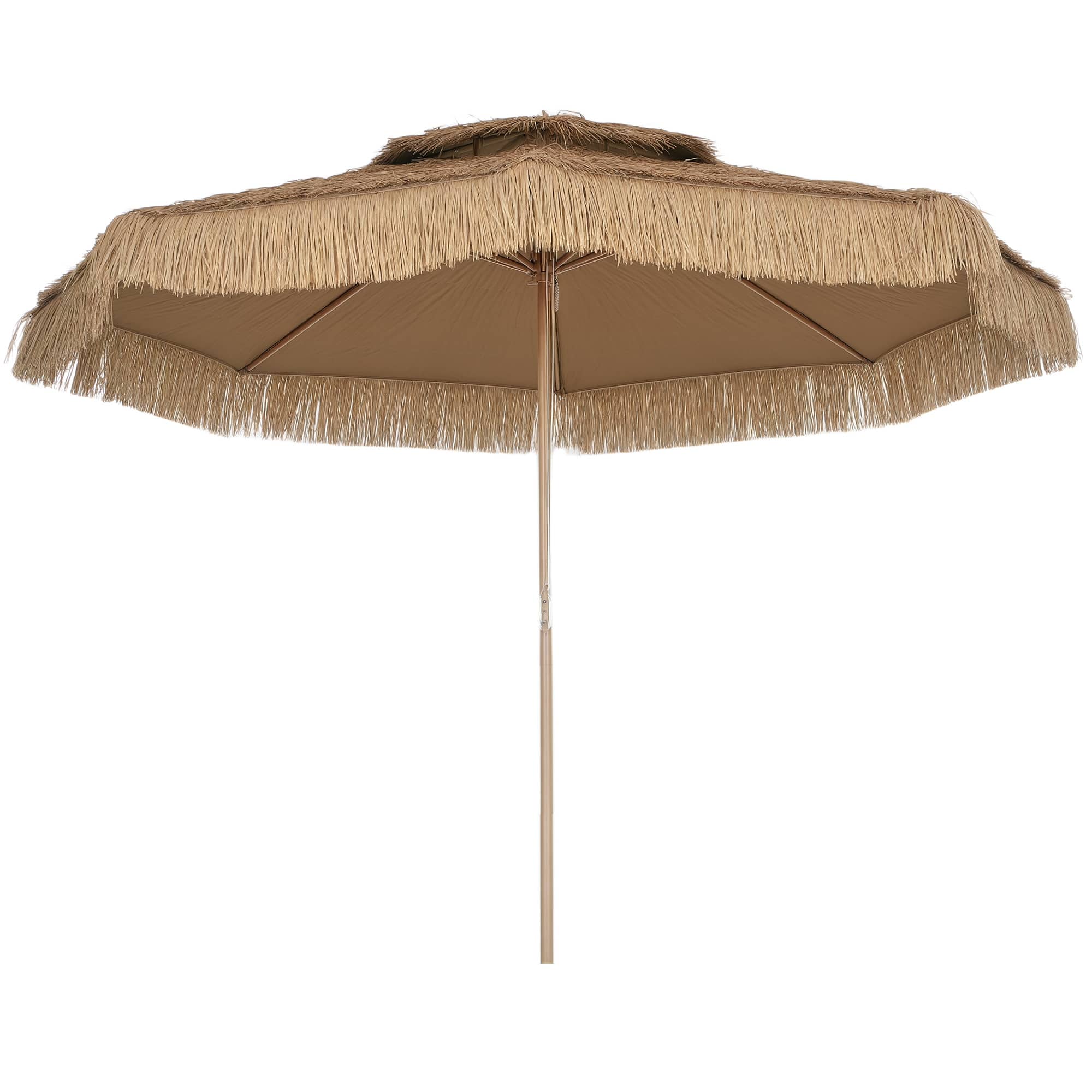 Outsunny - ft. Hula Thatched Tiki Patio Outdoor Umbrella with 8 Ribs, UPF30+, for Garden, Backyard, Deck - Natural