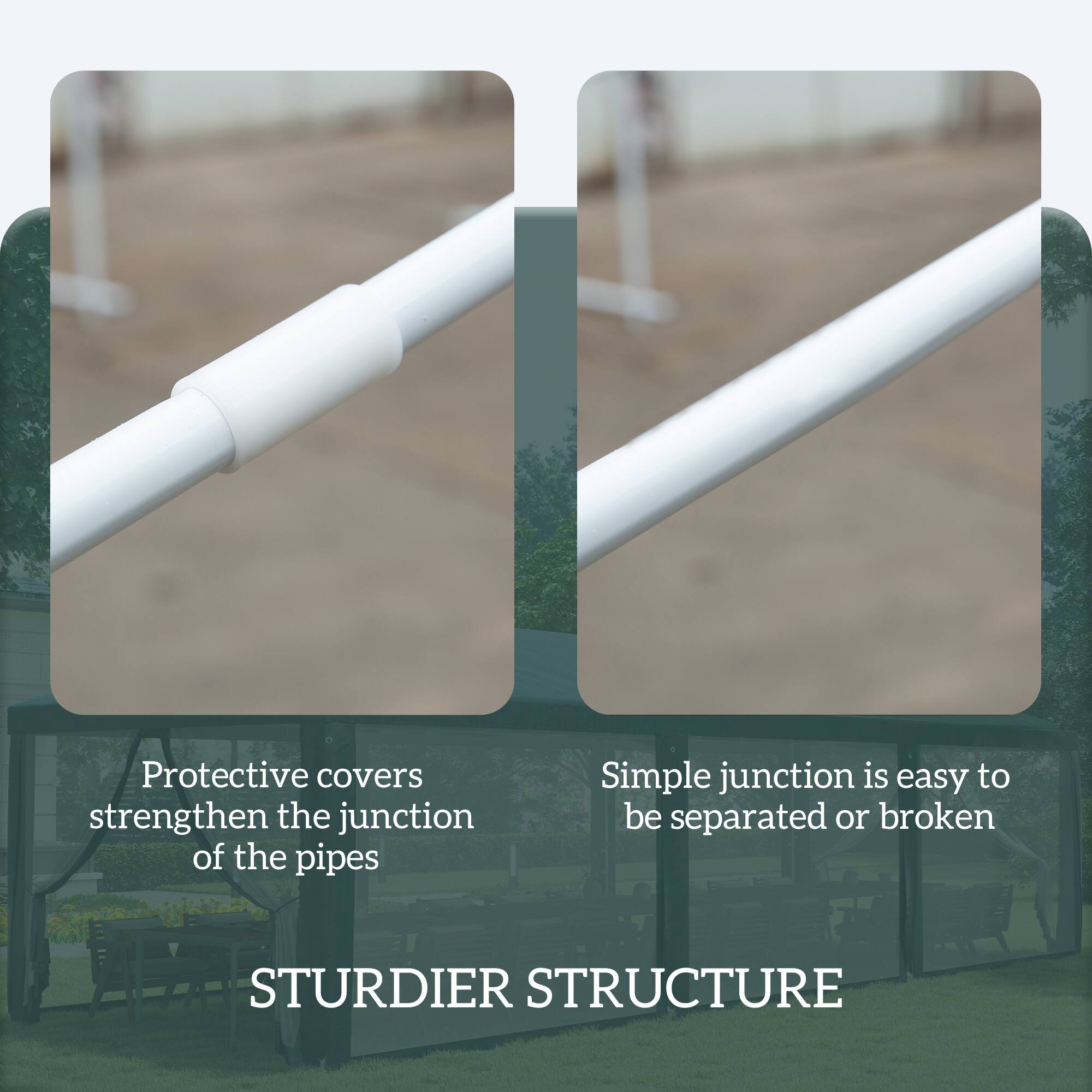 Protective covers strengthen the junction of the pipes. Simple junction is easy to be separated or broken. STURDIER STRUCTURE.