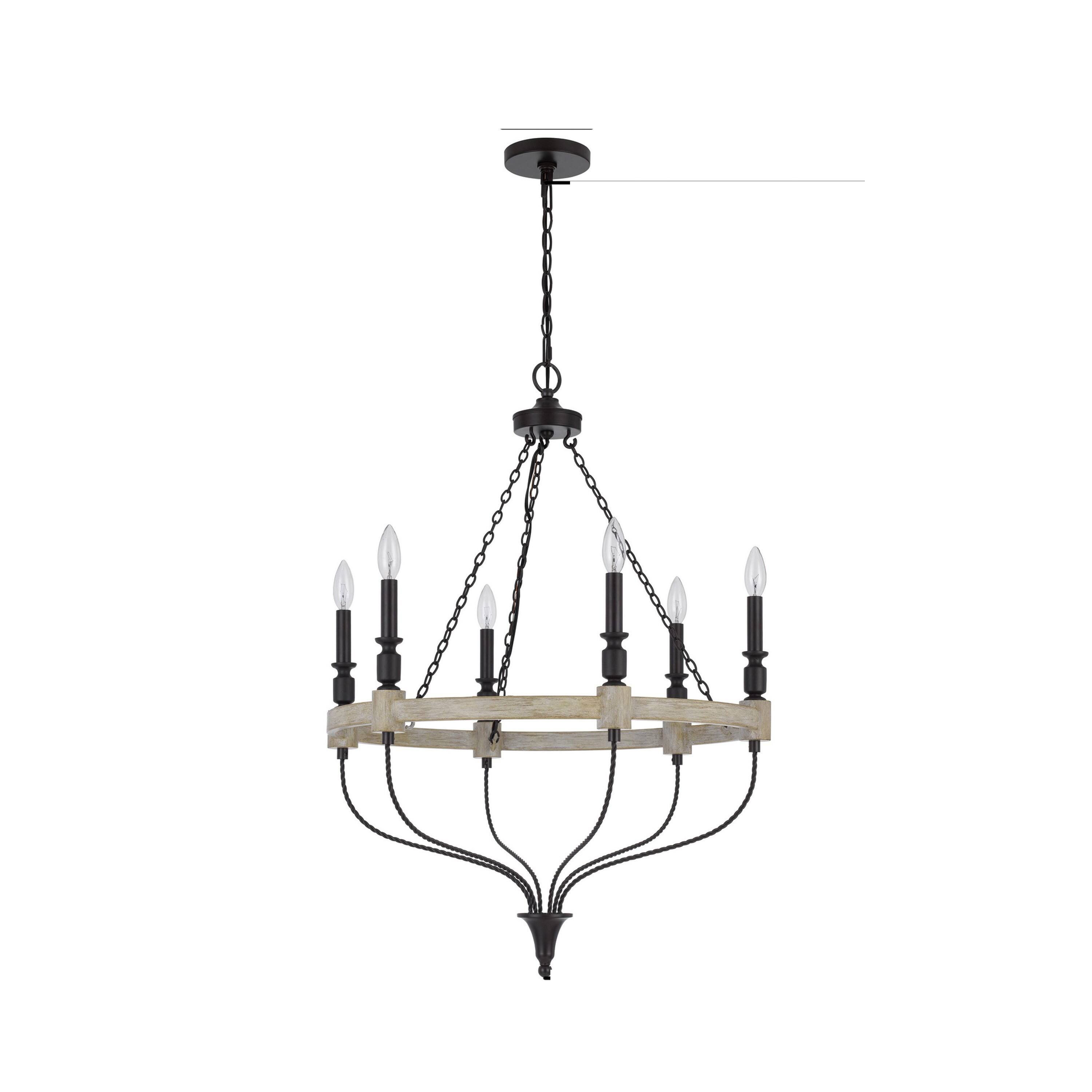 Front. Manhattan Lane - Omy 26 Inch Chandelier, Distressed Wood Wheel Candelabra Design - Gray, Black.