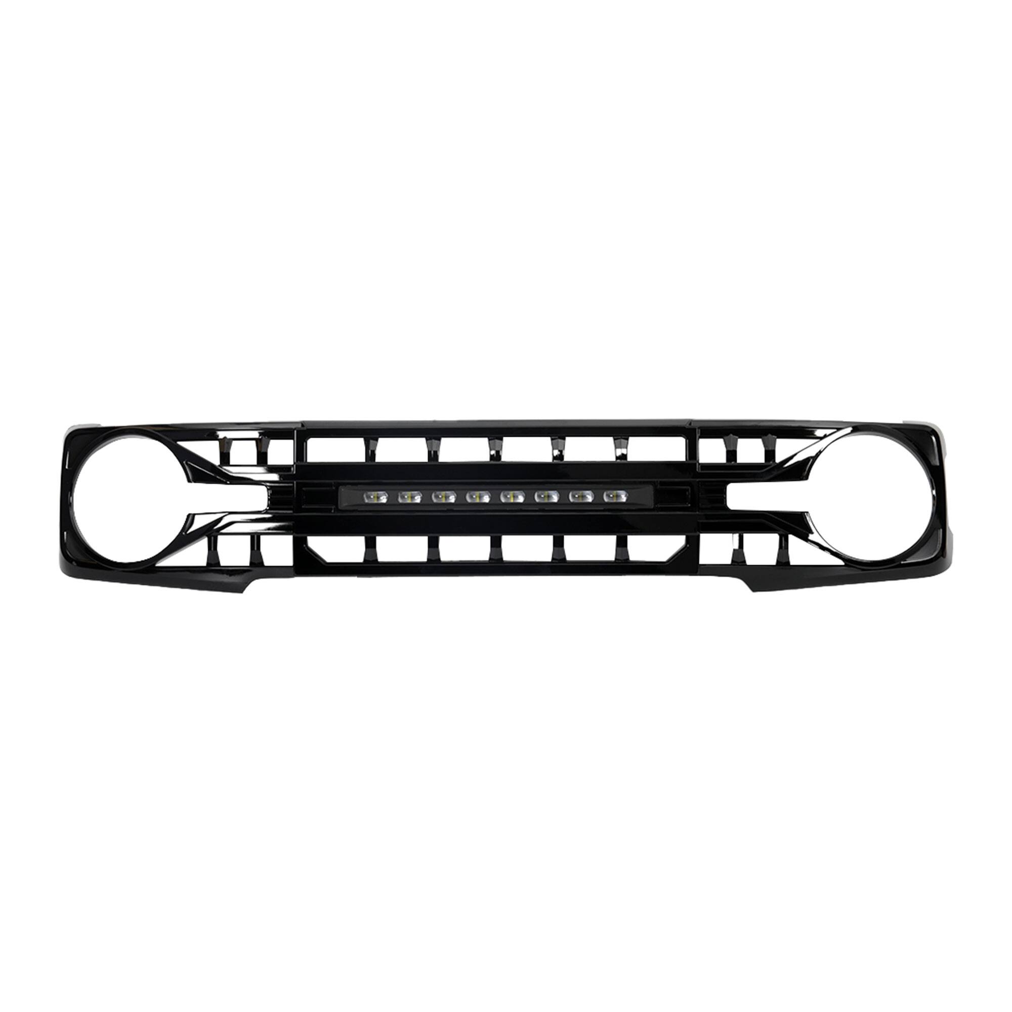 Alt View 4. AMERICAN MODIFIED - AMERICAN MODIFIED Armor Grille for 2021 to 2023 Ford Bronco w/Off Road Lights - Glossy Black.