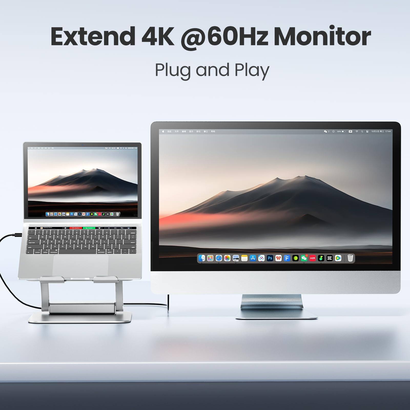 Extend 4K @60Hz Monitor  
Plug and Play