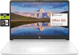 HP - 14" Ultral Light Laptop for Students Business, Intel Quad-Core 64GB eMMC 1 Year Office 365 USB C, Win 11 S - Snowflake White