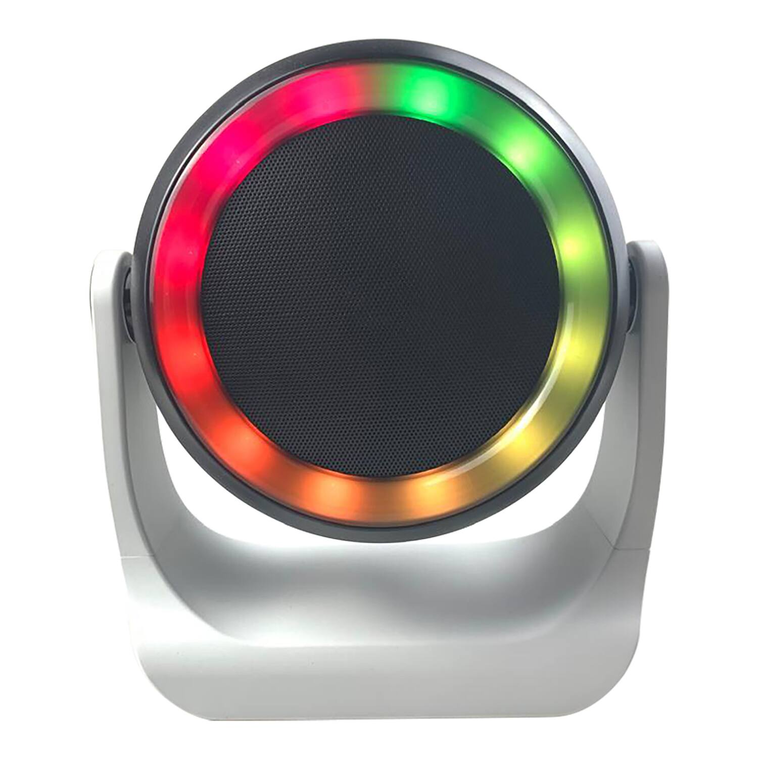 Angle. RCA - 10W Bluetooth Speaker, TWS, RGB Lights, USB/microSD, FM Radio, 6 Hr Play Time - Black.