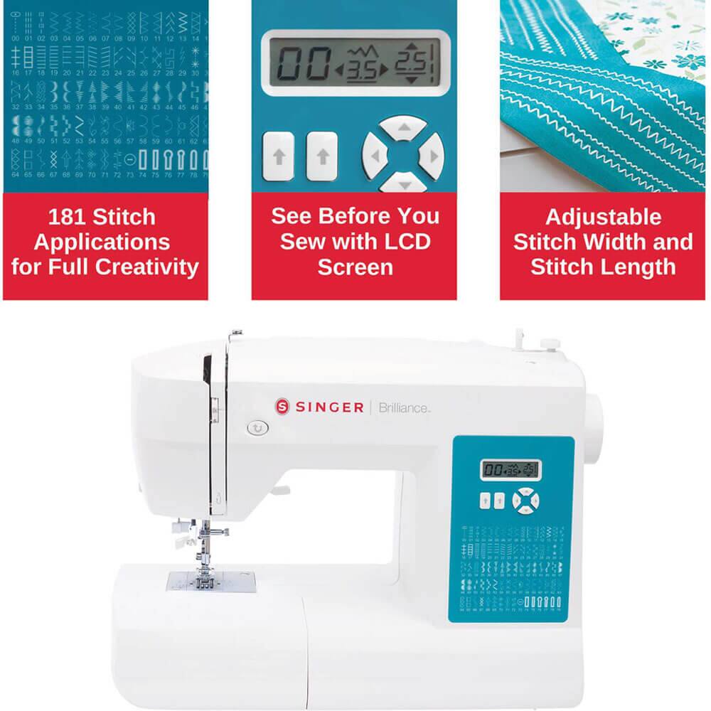 181 Stitch Applications for Full Creativity

See Before You Sew with LCD Screen

Adjustable Stitch Width and Stitch Length

SINGER Brilliance
