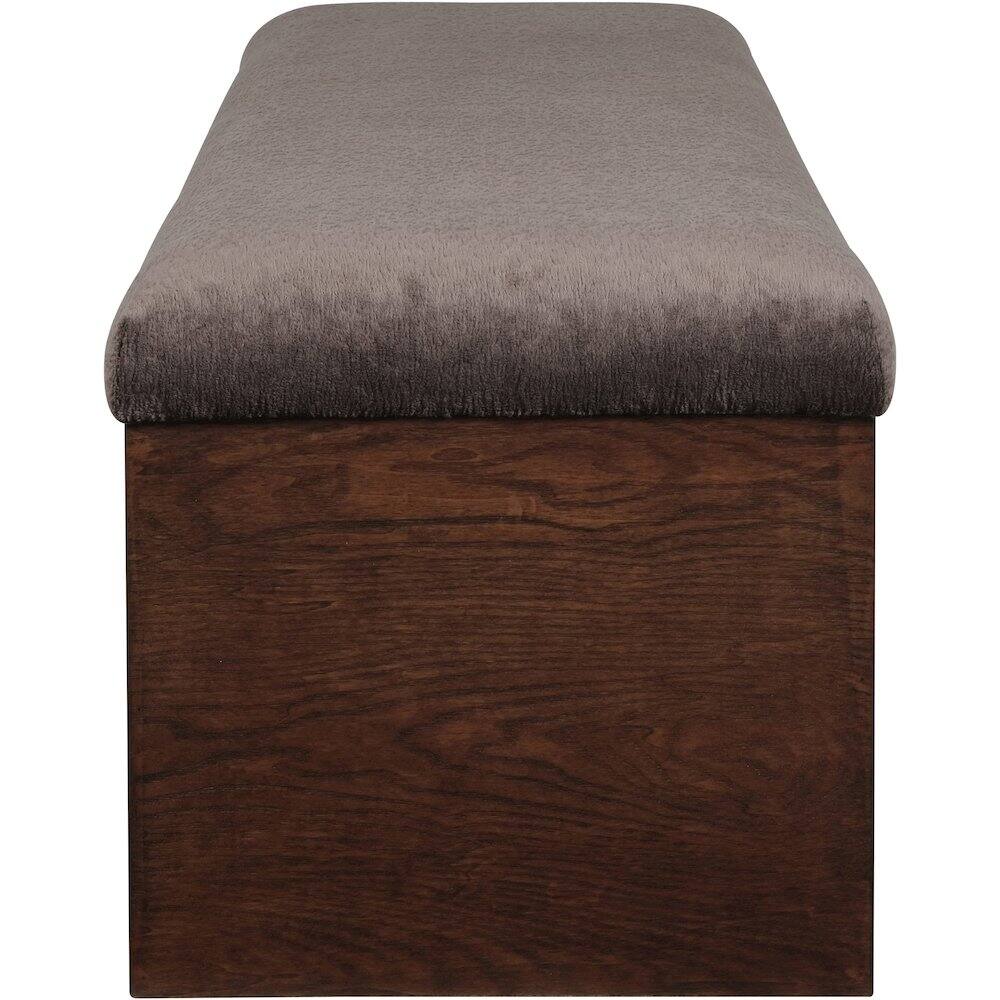 Alt View 3. Meridian Furniture - Lawson Brown Velour Fur Fabric Bench - Brown.