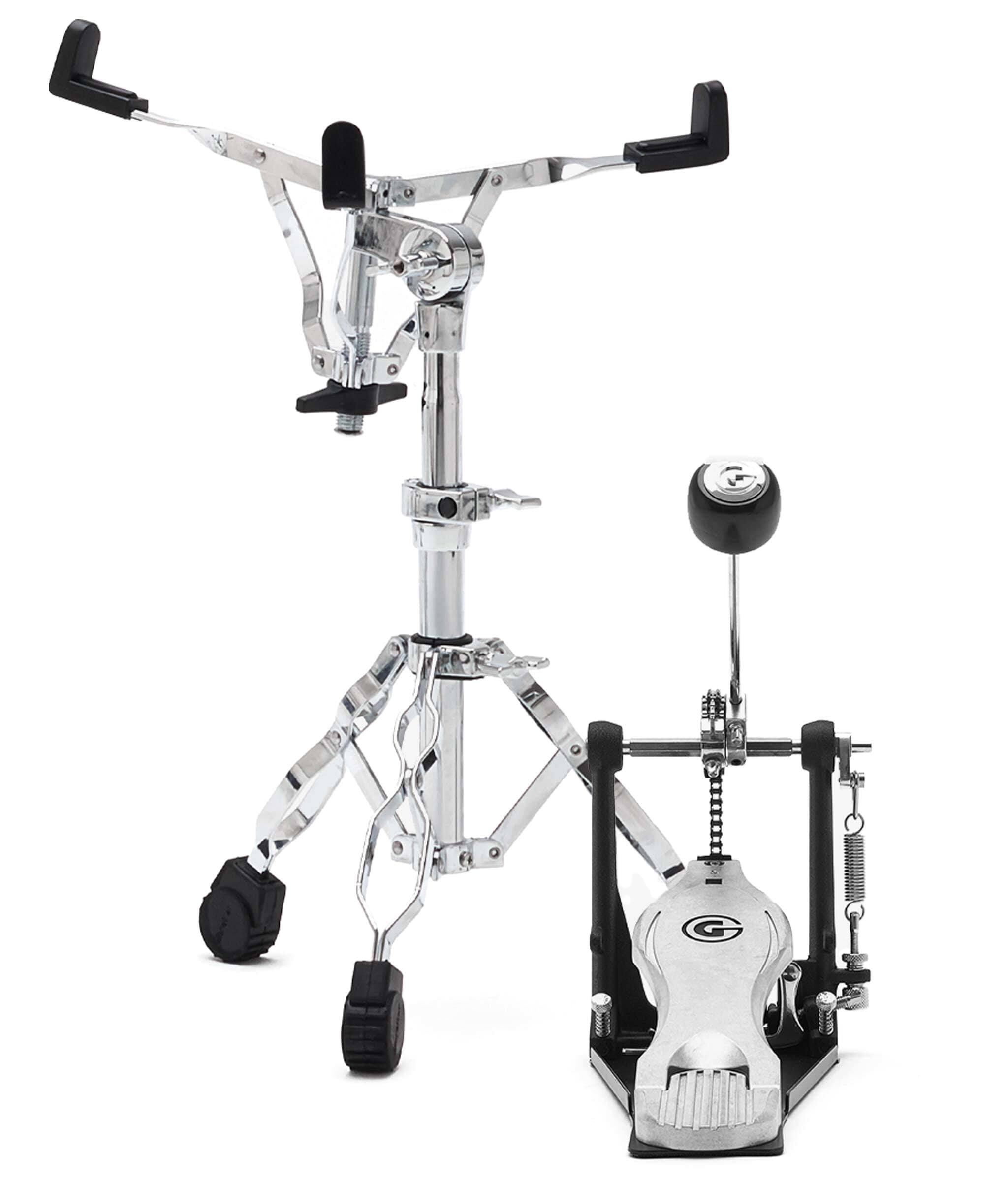 Angle. Gibraltar Hardware - 5000 Series 5-Piece Drum Hardware Pack, Includes Double-Braced Snare Stand, Hi-Hat Stand, Boom Straight Cymbal Stands.