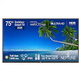 75" Neptune Full Sun 1500 Nits 4K Outdoor Smart TV – Comes with FREE Outdoor Tilting Wall Mount (2026)