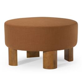 Maven Lane - Celia Contemporary Upholstered Ottoman with Wood Finish - Refined Brown