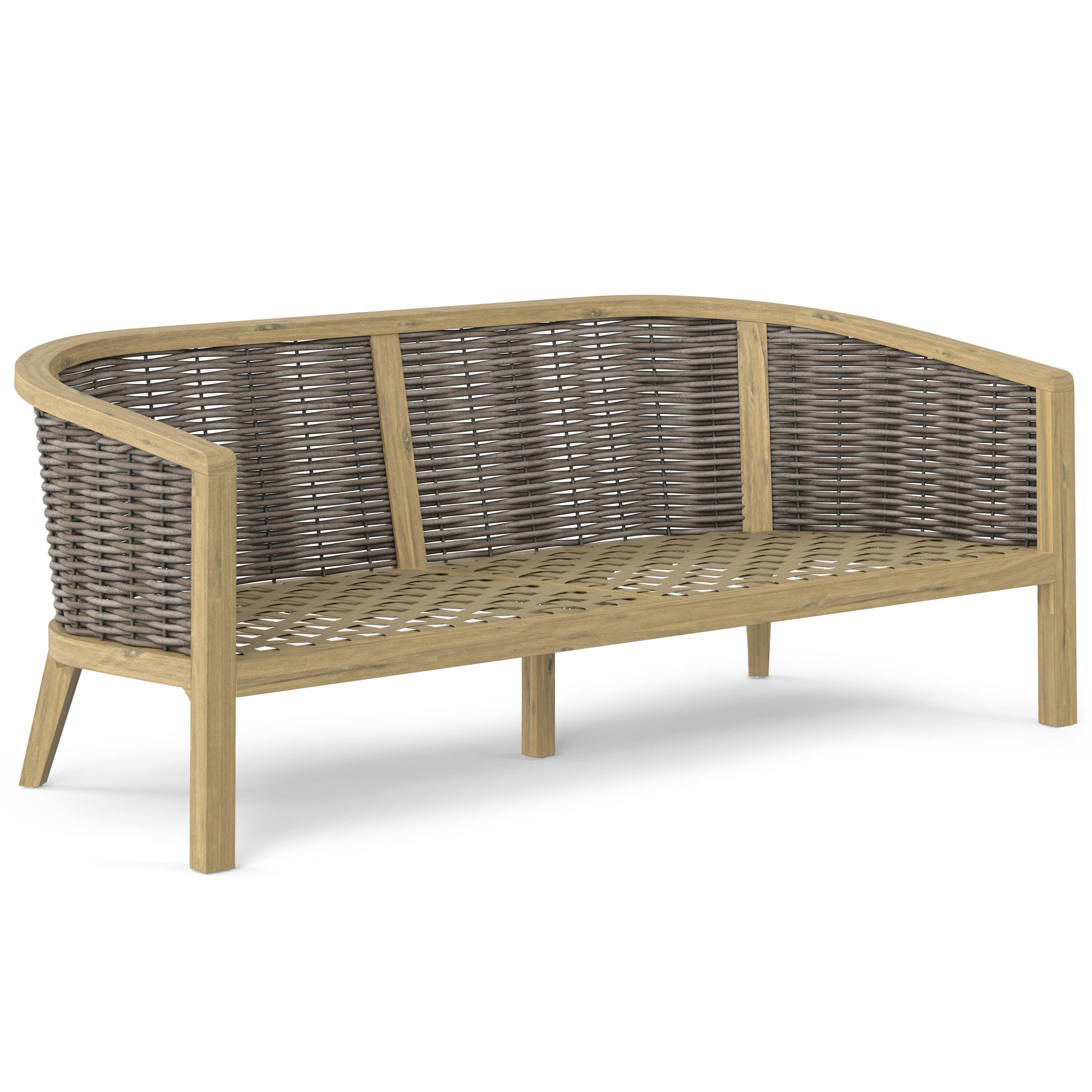 Alt View 1. Simpli Home - Parkside SOLID ACACIA WOOD 70 inch Wide Contemporary Outdoor Sofa in Polyester Fabric, Fully Assembled - Natural.